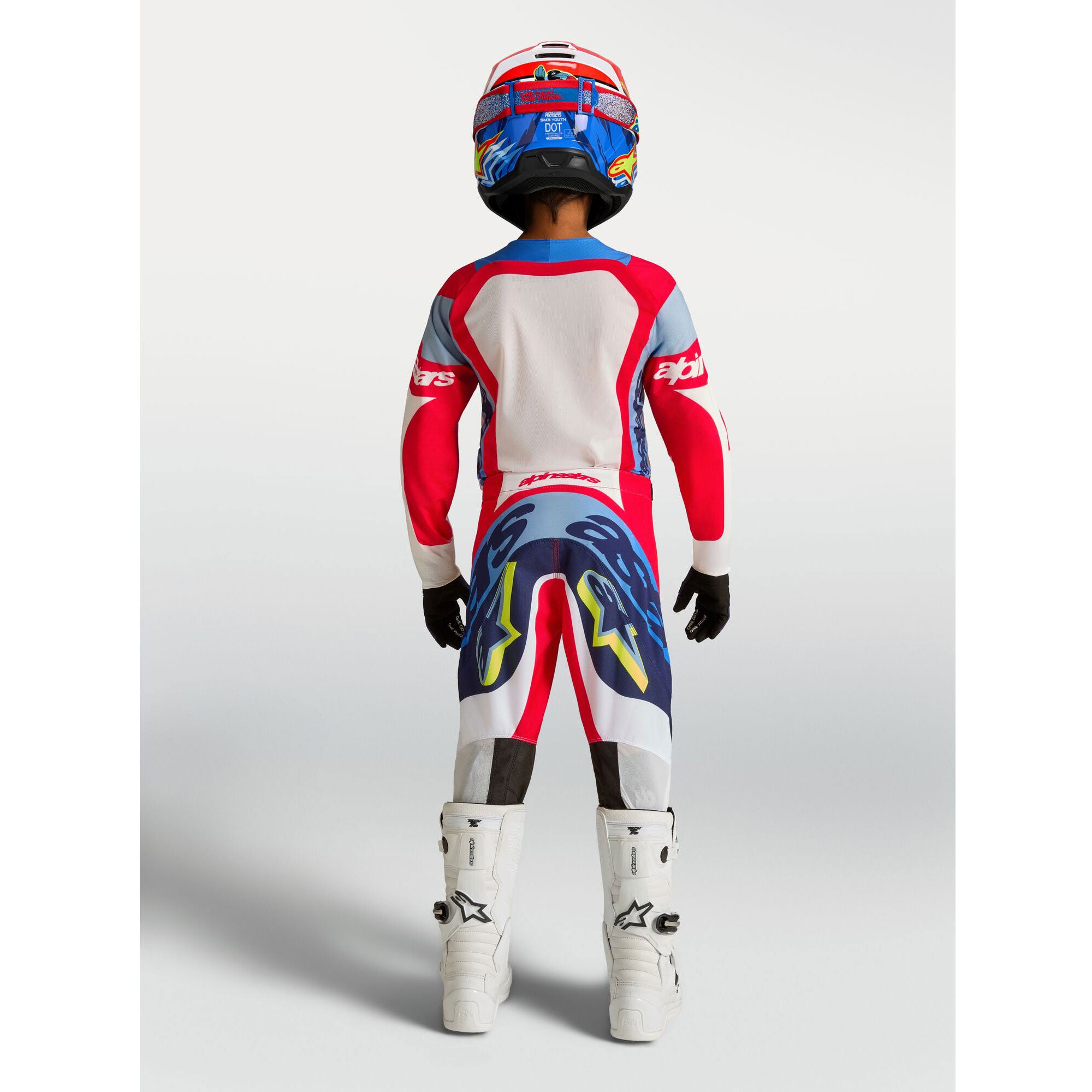 Alpinestars Youth Supertech DYNA MX Gear Set (Fire Red/White/Navy Blue)