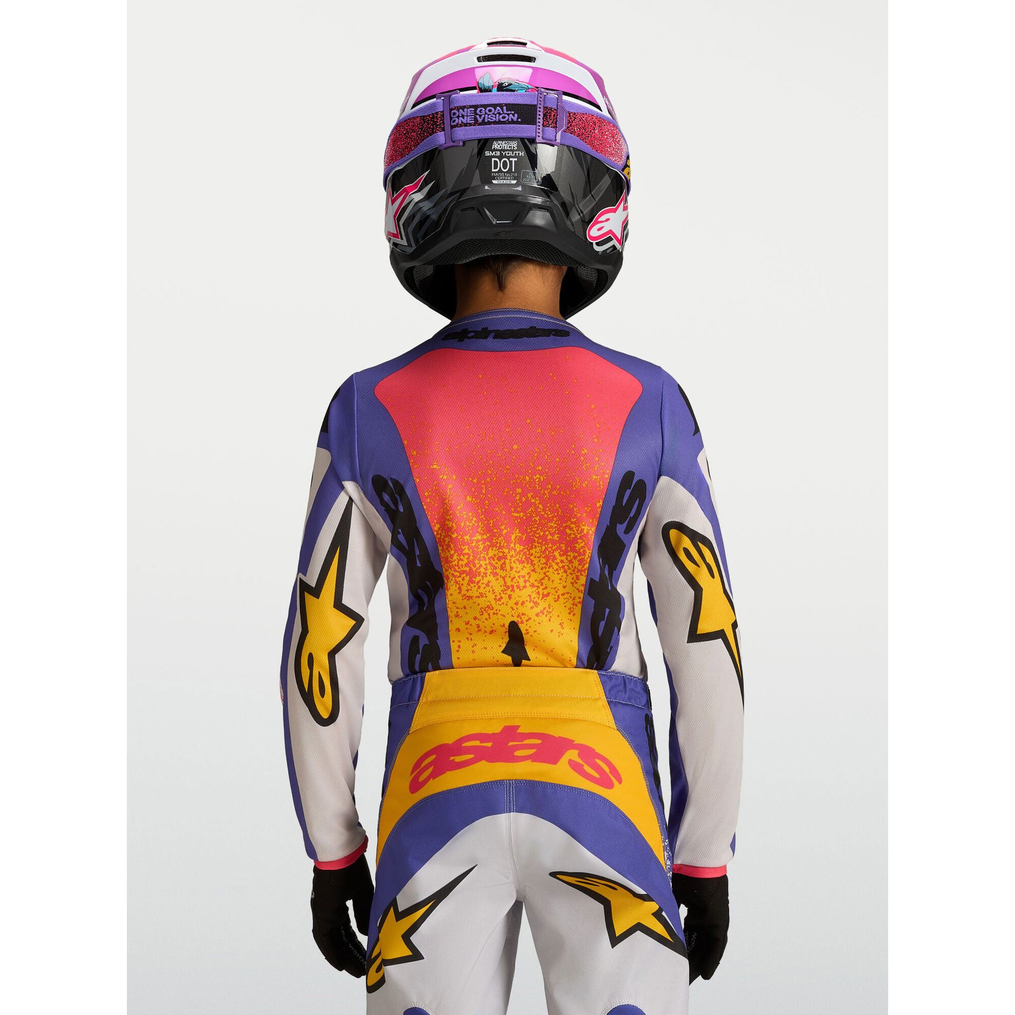 Alpinestars Youth Fluid DRAG MX Gear Set (Light Lilac/Blue Iris/Gold)