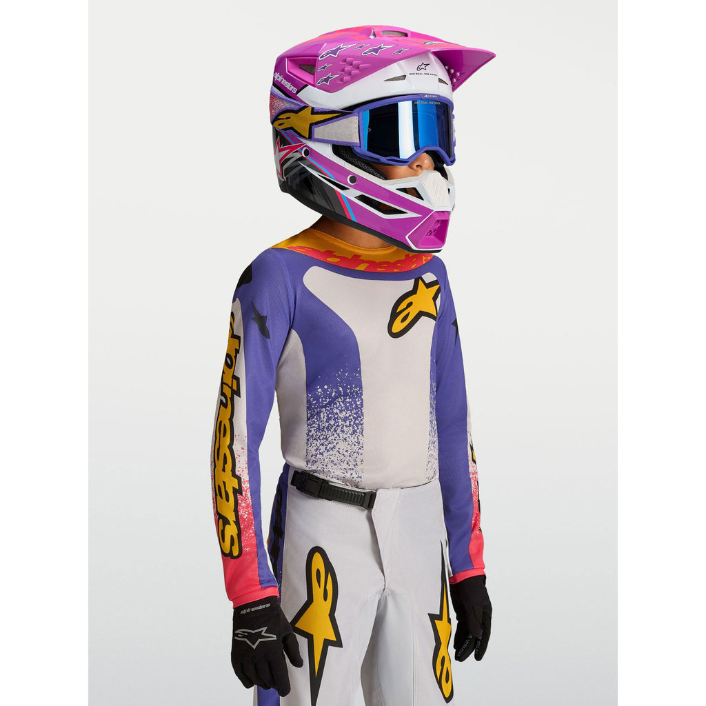 Alpinestars Youth Fluid DRAG MX Gear Set (Light Lilac/Blue Iris/Gold)