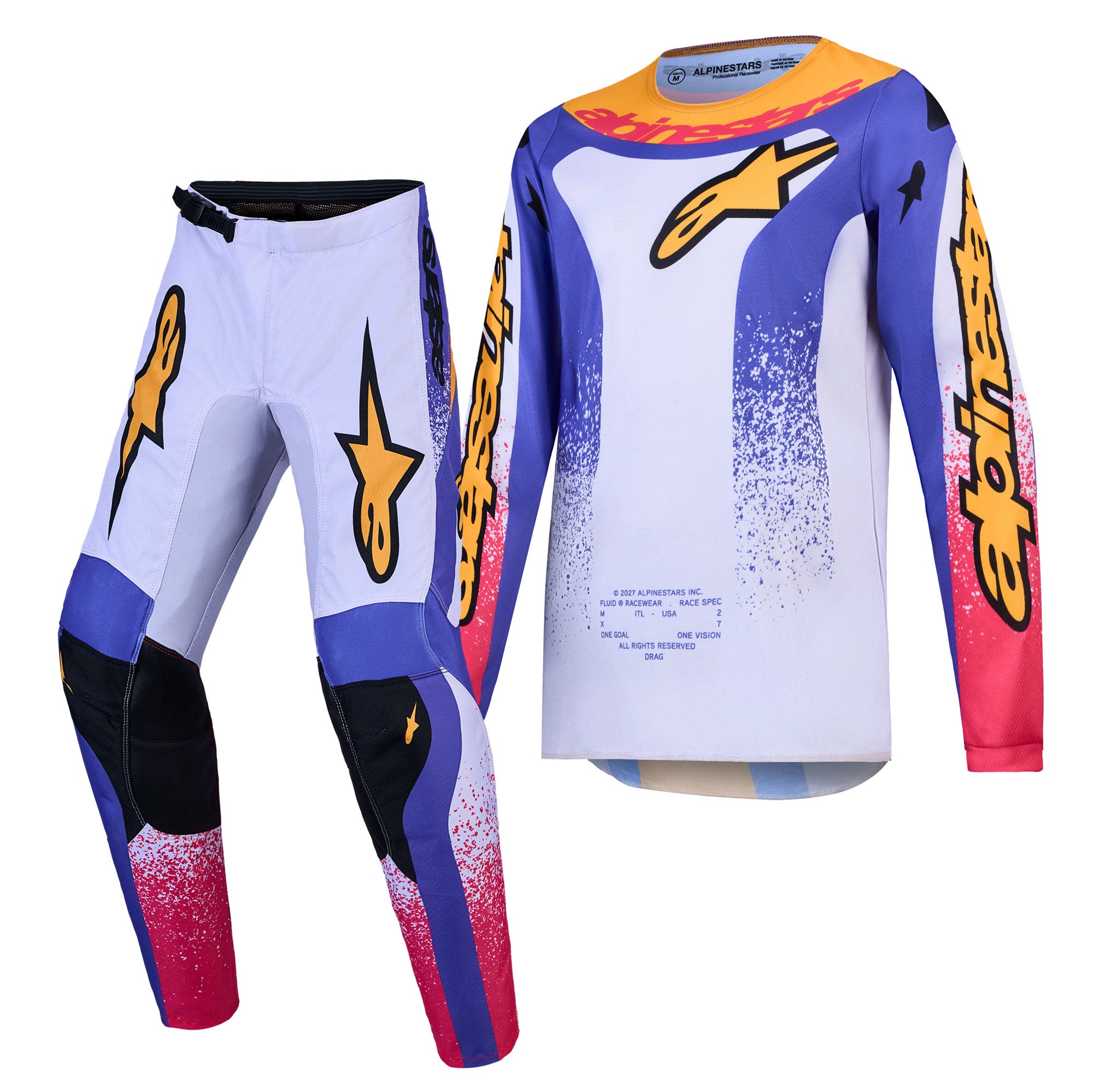 Alpinestars Youth Fluid DRAG MX Gear Set (Light Lilac/Blue Iris/Gold)