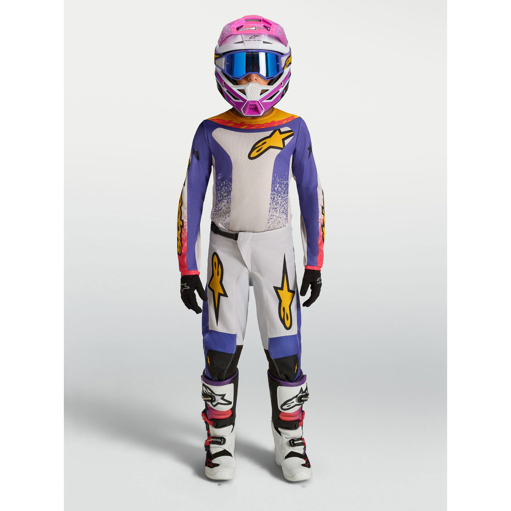Alpinestars Youth Fluid DRAG MX Gear Set (Light Lilac/Blue Iris/Gold)