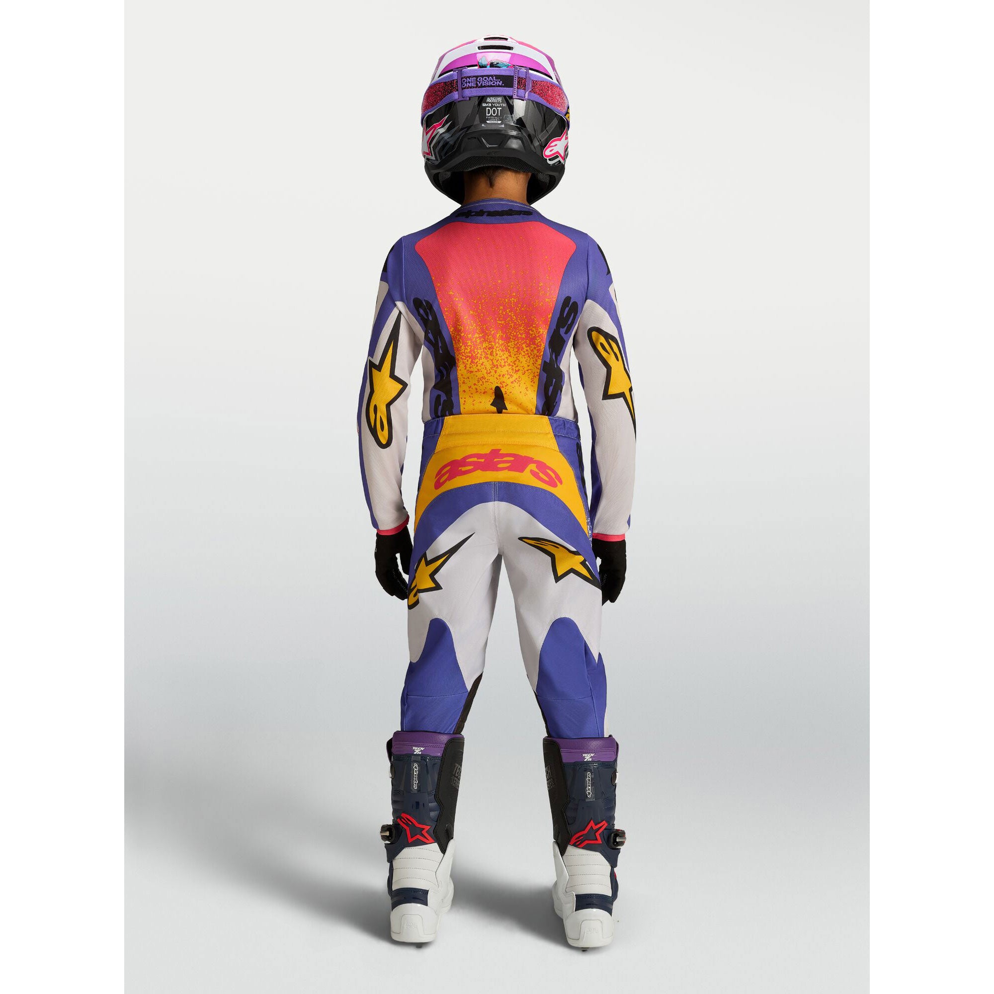 Alpinestars Youth Fluid DRAG MX Gear Set (Light Lilac/Blue Iris/Gold)