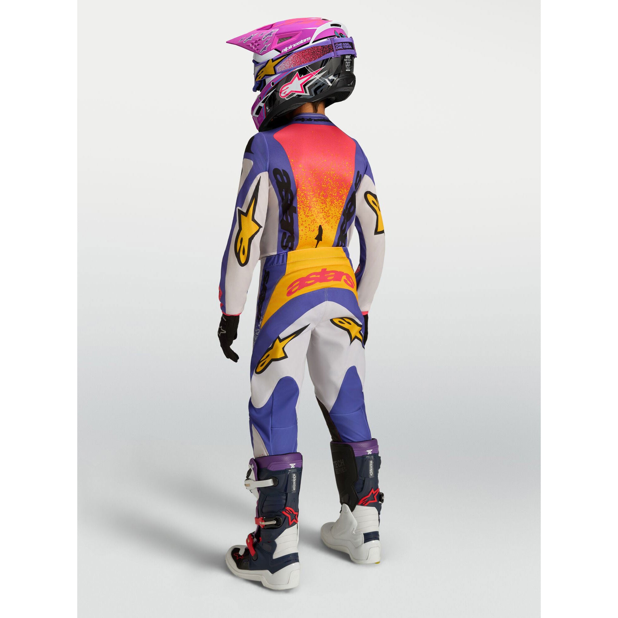Alpinestars Youth Fluid DRAG MX Gear Set (Light Lilac/Blue Iris/Gold)