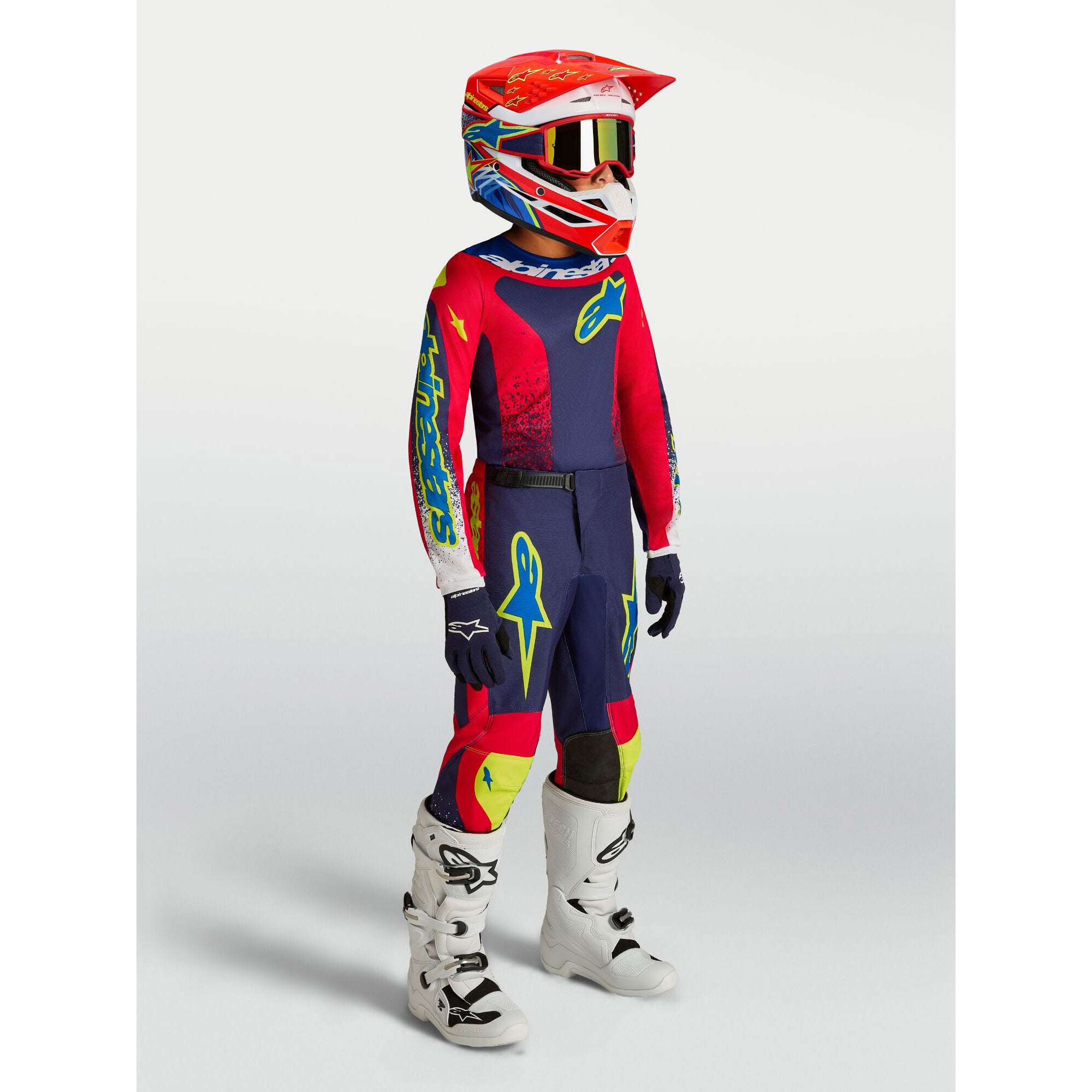 Alpinestars Youth Fluid DRAG MX Gear Set (Blue Navy/Fire Red/White)
