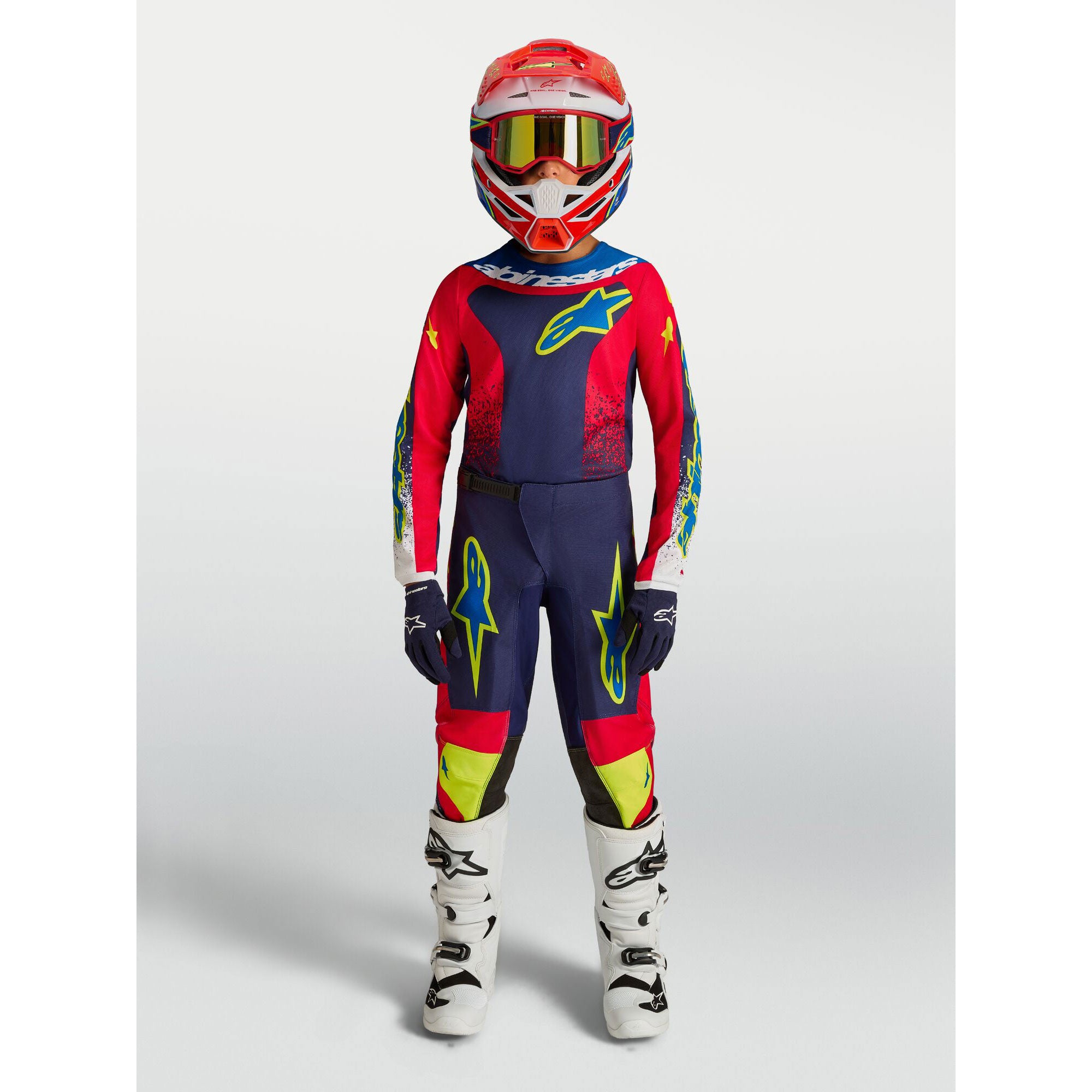 Alpinestars Youth Fluid DRAG MX Gear Set (Blue Navy/Fire Red/White)