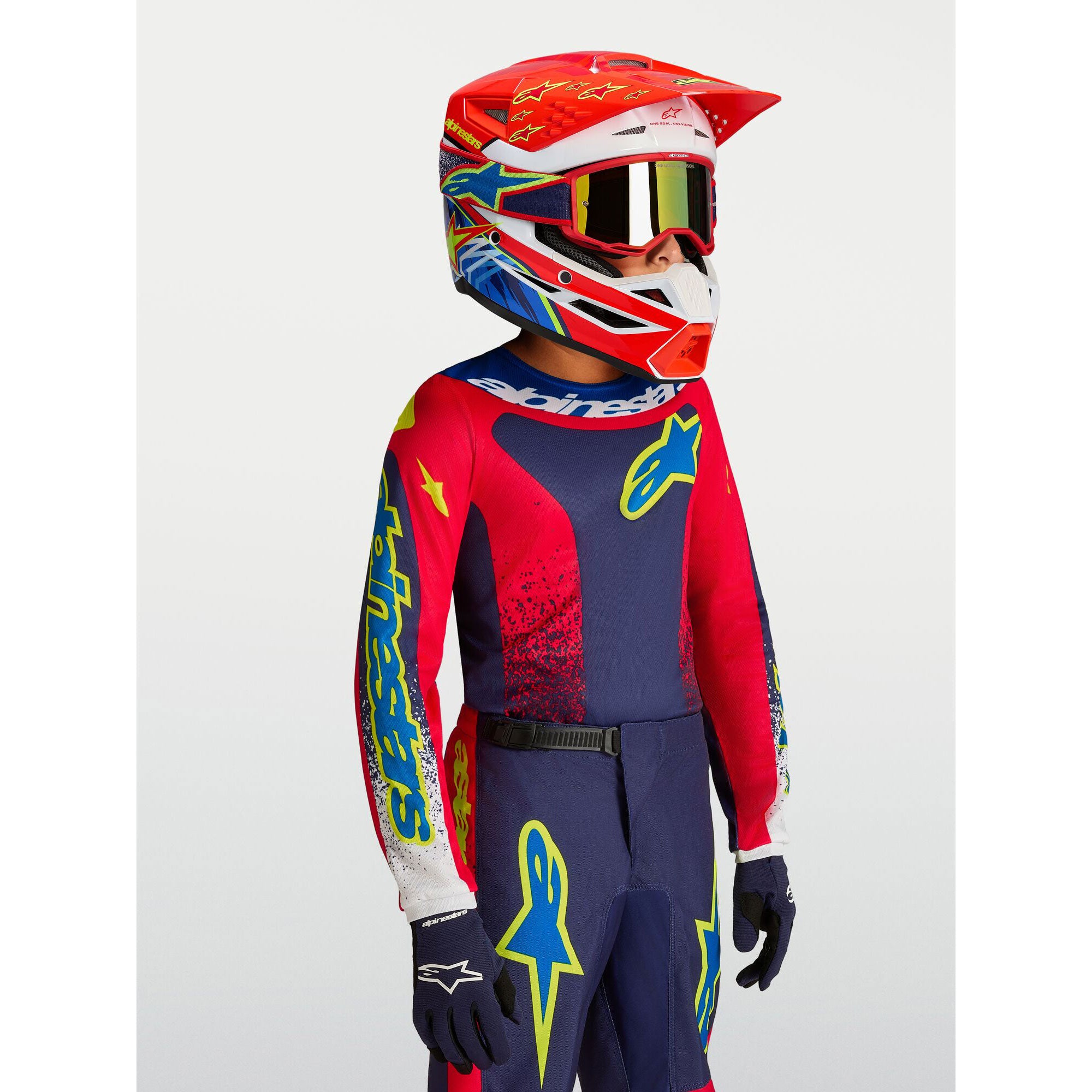 Alpinestars Youth Fluid DRAG MX Gear Set (Blue Navy/Fire Red/White)