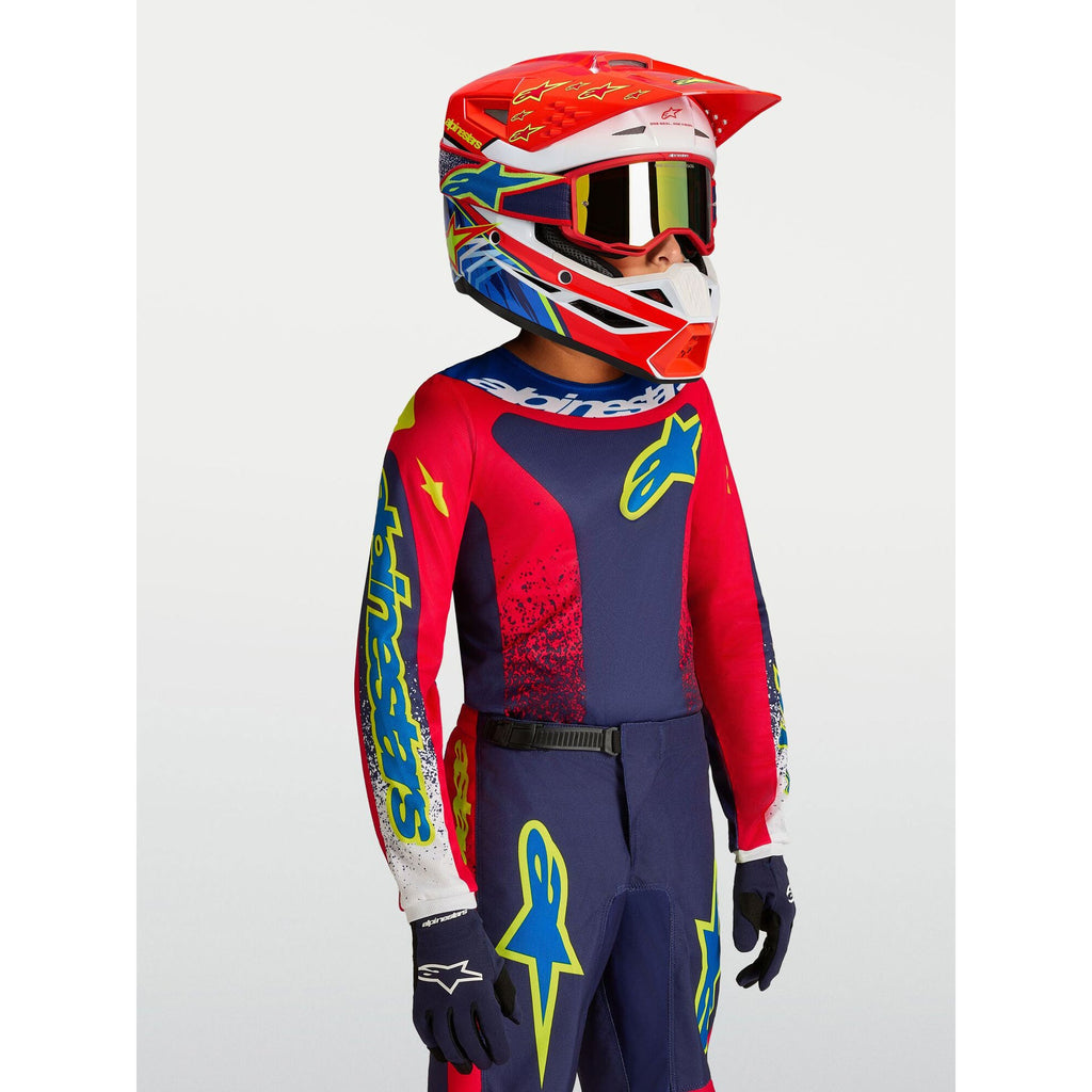 Alpinestars Youth Fluid DRAG MX Jersey (Blue Navy/Fire Red/White)