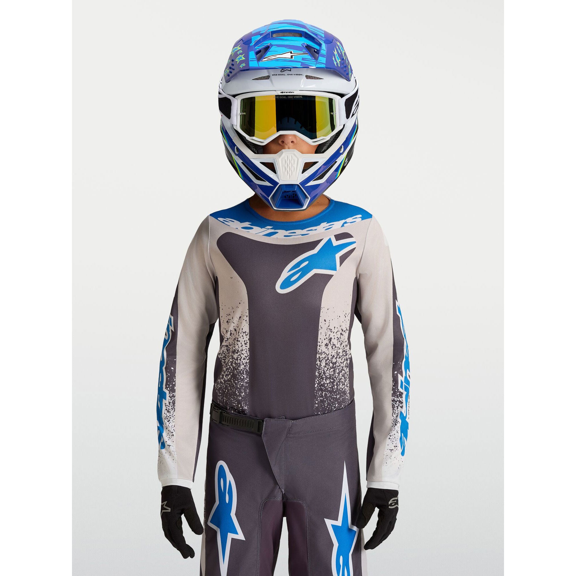 Alpinestars Youth Fluid DRAG MX Gear Set (Graystone/Light Lilac/UCLA Blue)