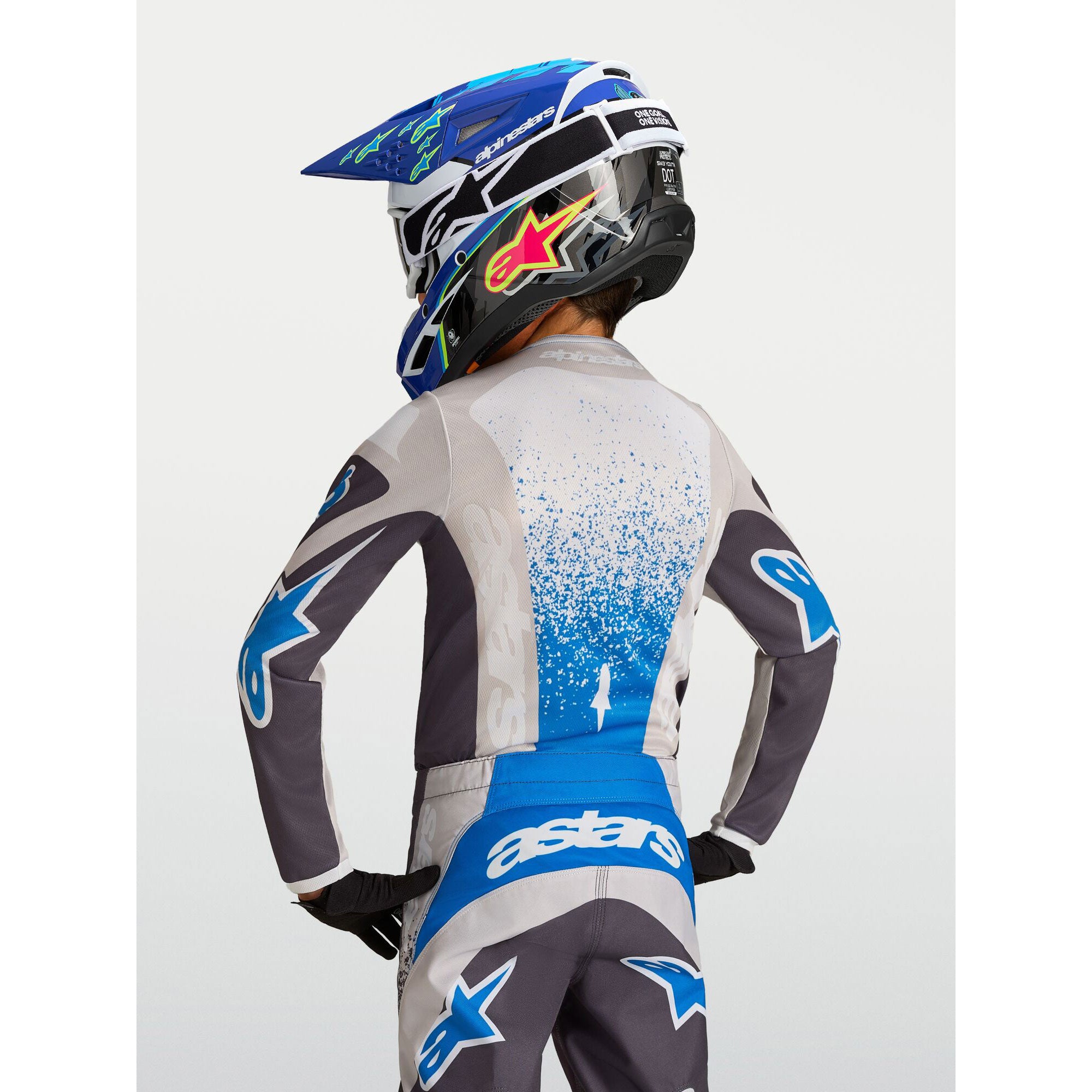 Alpinestars Youth Fluid DRAG MX Gear Set (Graystone/Light Lilac/UCLA Blue)