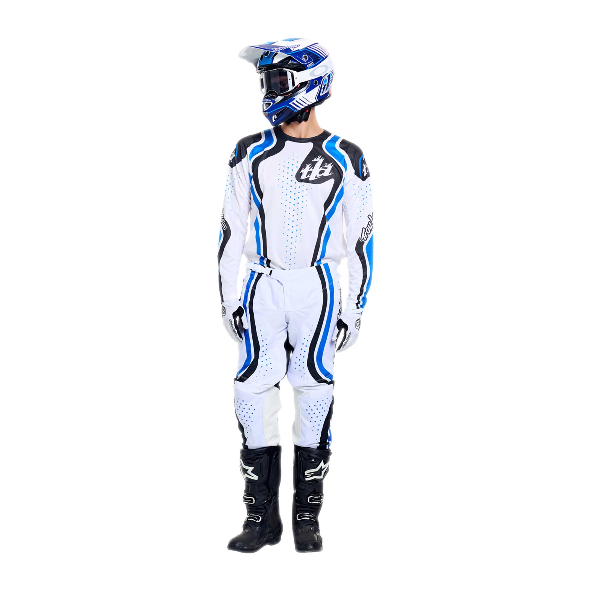 Troy Lee Designs MX | SX Jersey & Pant Kit Deal GP PRO ROLLER (White / Blue)