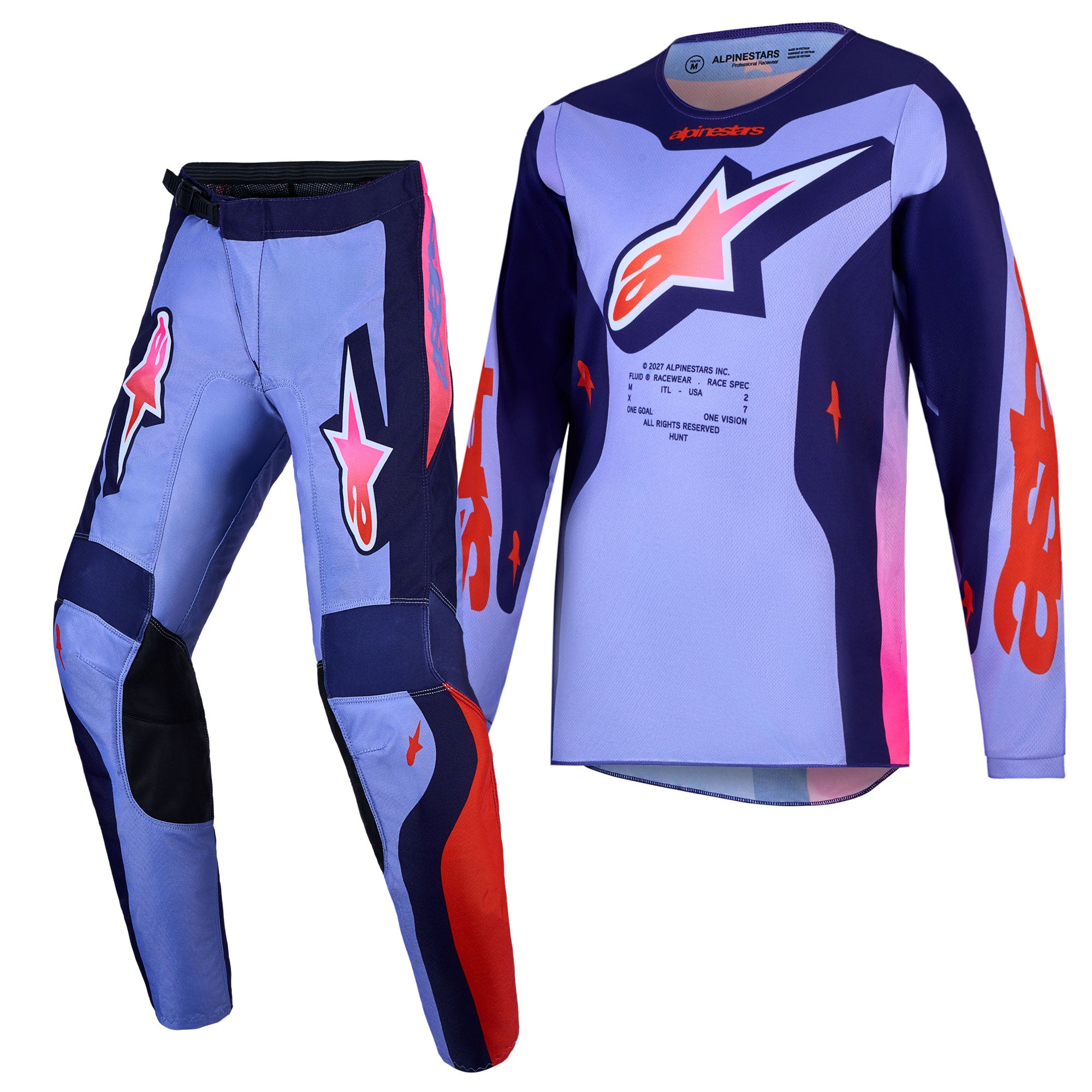 Alpinestars Youth Fluid HUNT MX Gear Set (Light Violet/Deep Purple/Pink Fluo)
