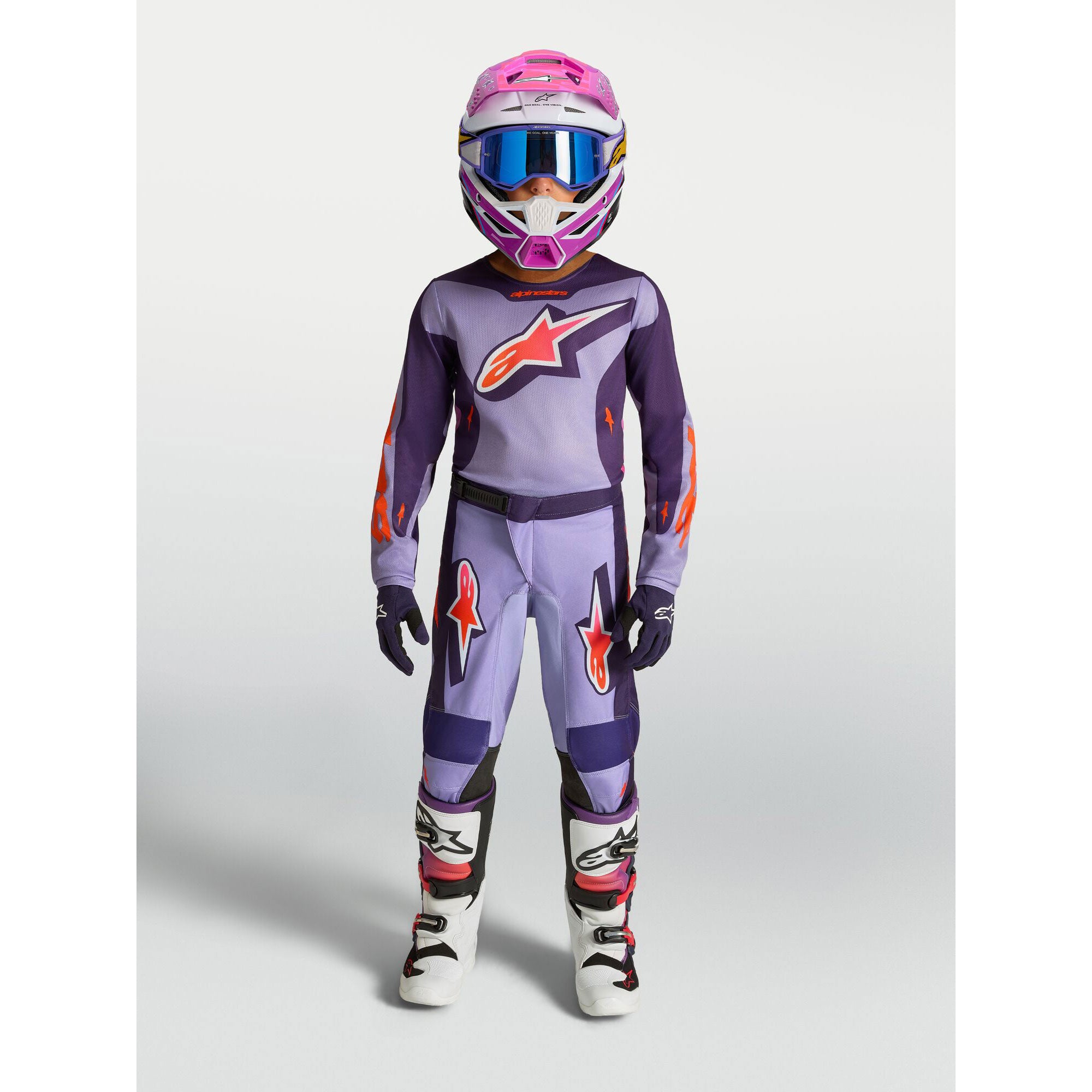 Alpinestars Youth Fluid HUNT MX Gear Set (Light Violet/Deep Purple/Pink Fluo)