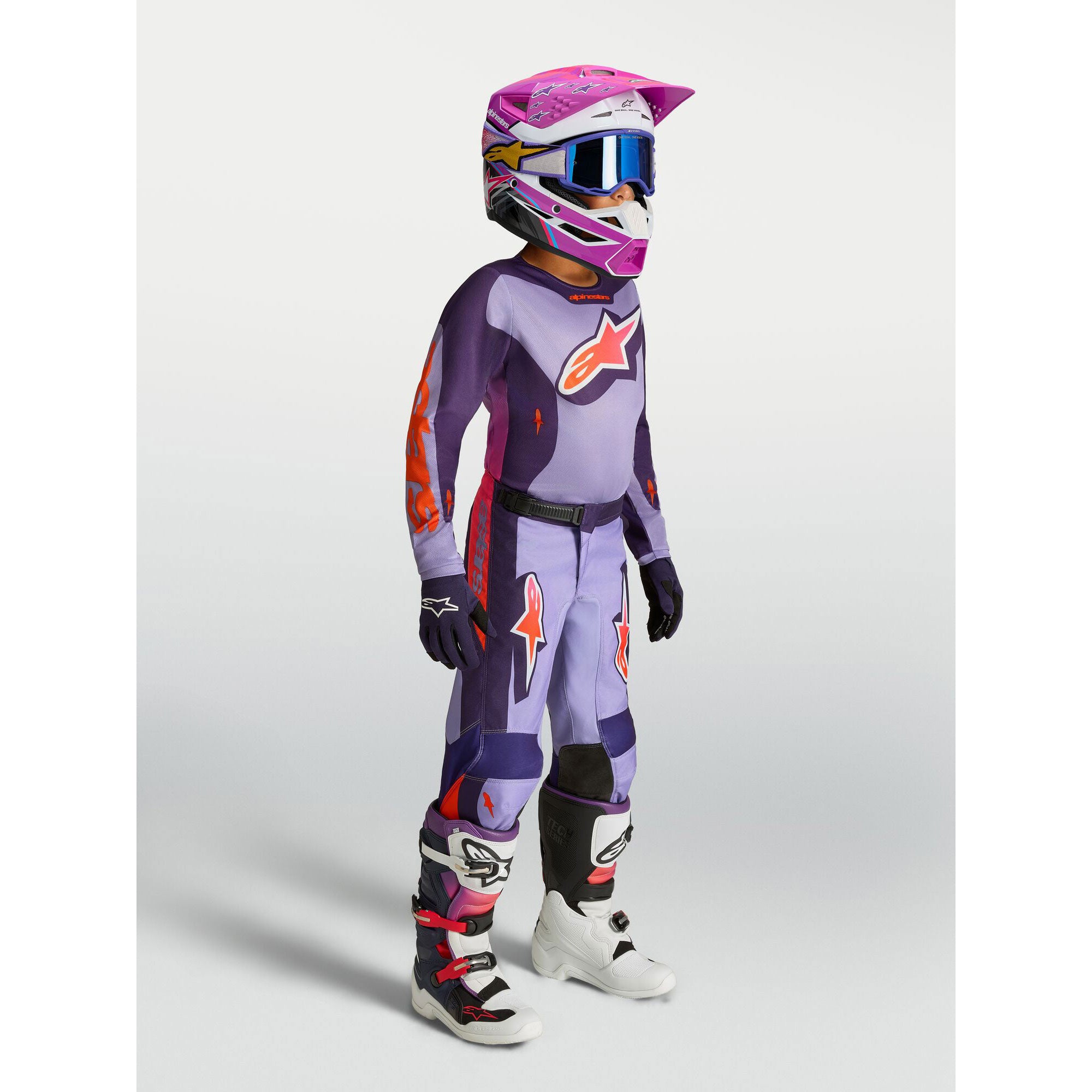 Alpinestars Youth Fluid HUNT MX Gear Set (Light Violet/Deep Purple/Pink Fluo)
