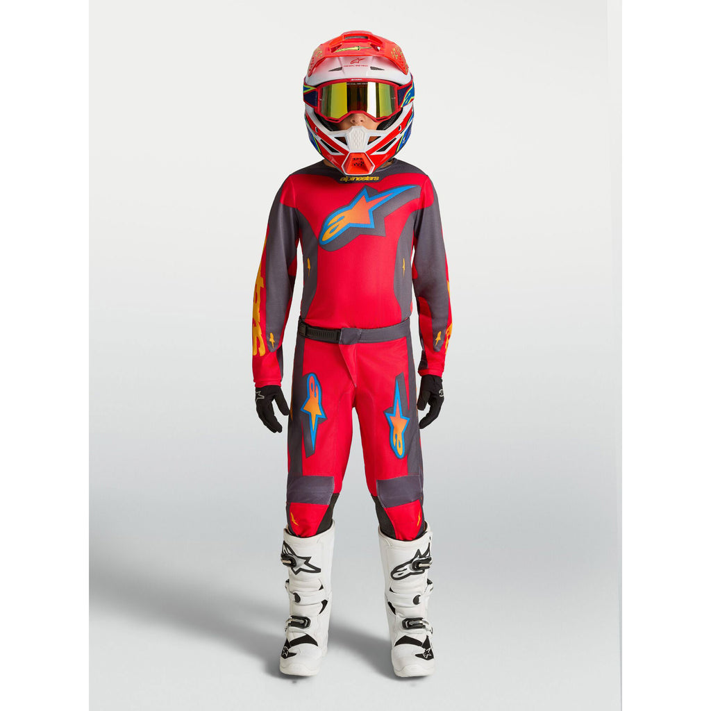 Alpinestars Youth Fluid HUNT MX Gear Set (Fire Red/Graystone/Hot Coral)