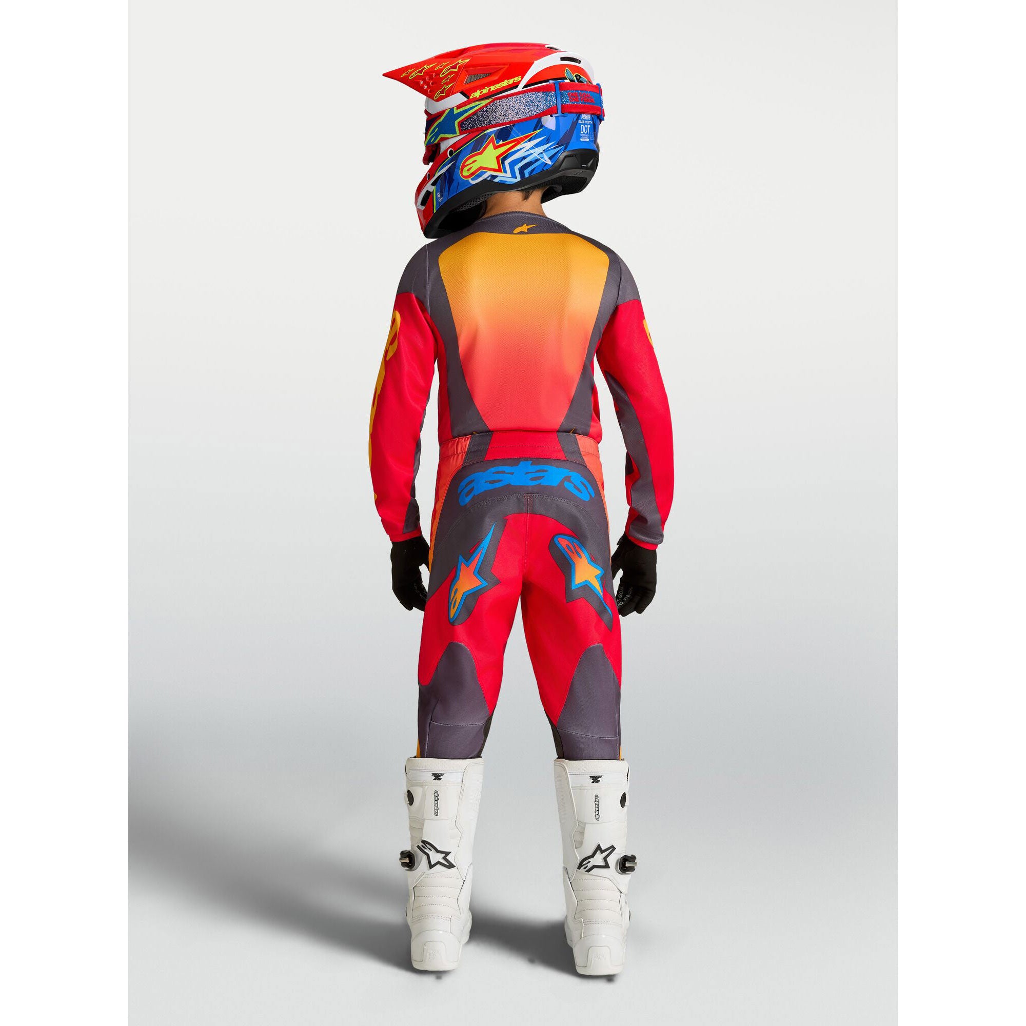 Alpinestars Youth Fluid HUNT MX Gear Set (Fire Red/Graystone/Hot Coral)