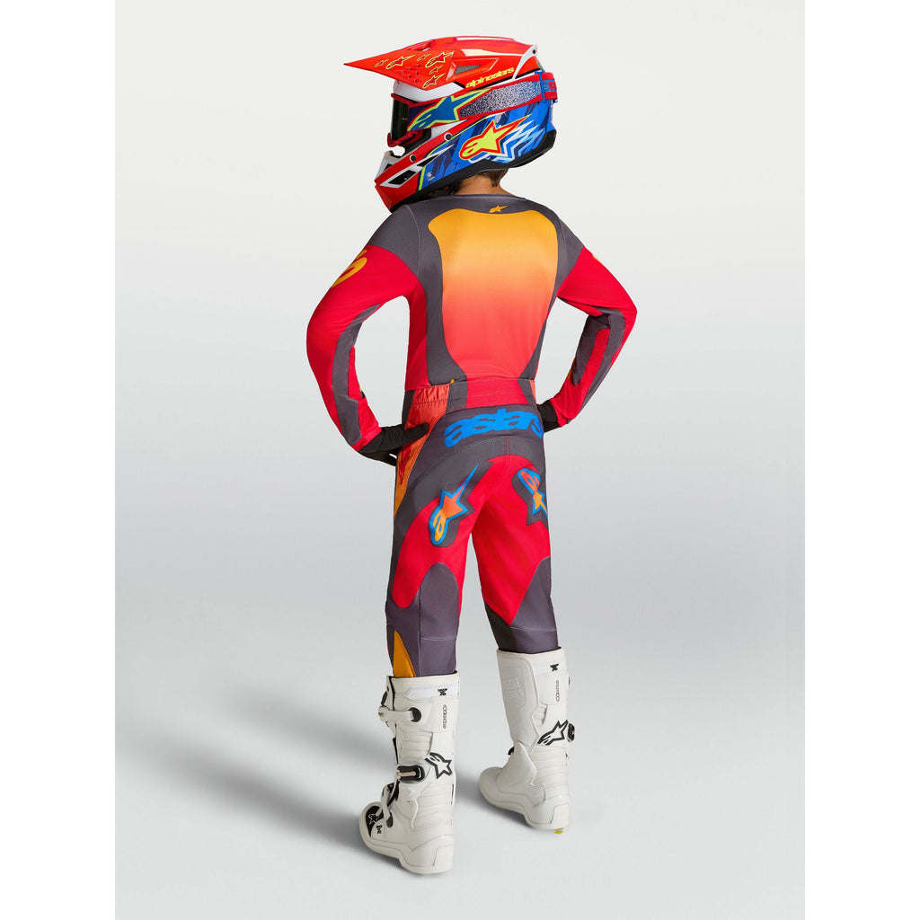 Alpinestars Youth Fluid HUNT MX Gear Set (Fire Red/Graystone/Hot Coral)