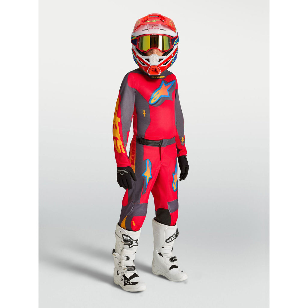 Alpinestars Youth Fluid HUNT MX Gear Set (Fire Red/Graystone/Hot Coral)