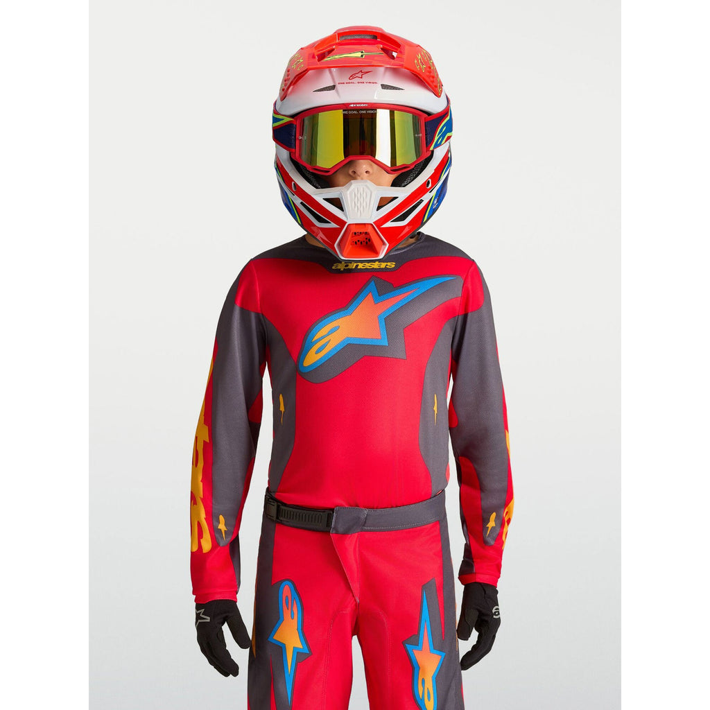 Alpinestars Youth Fluid HUNT MX Jersey (Fire Red/Graystone/Hot Coral)