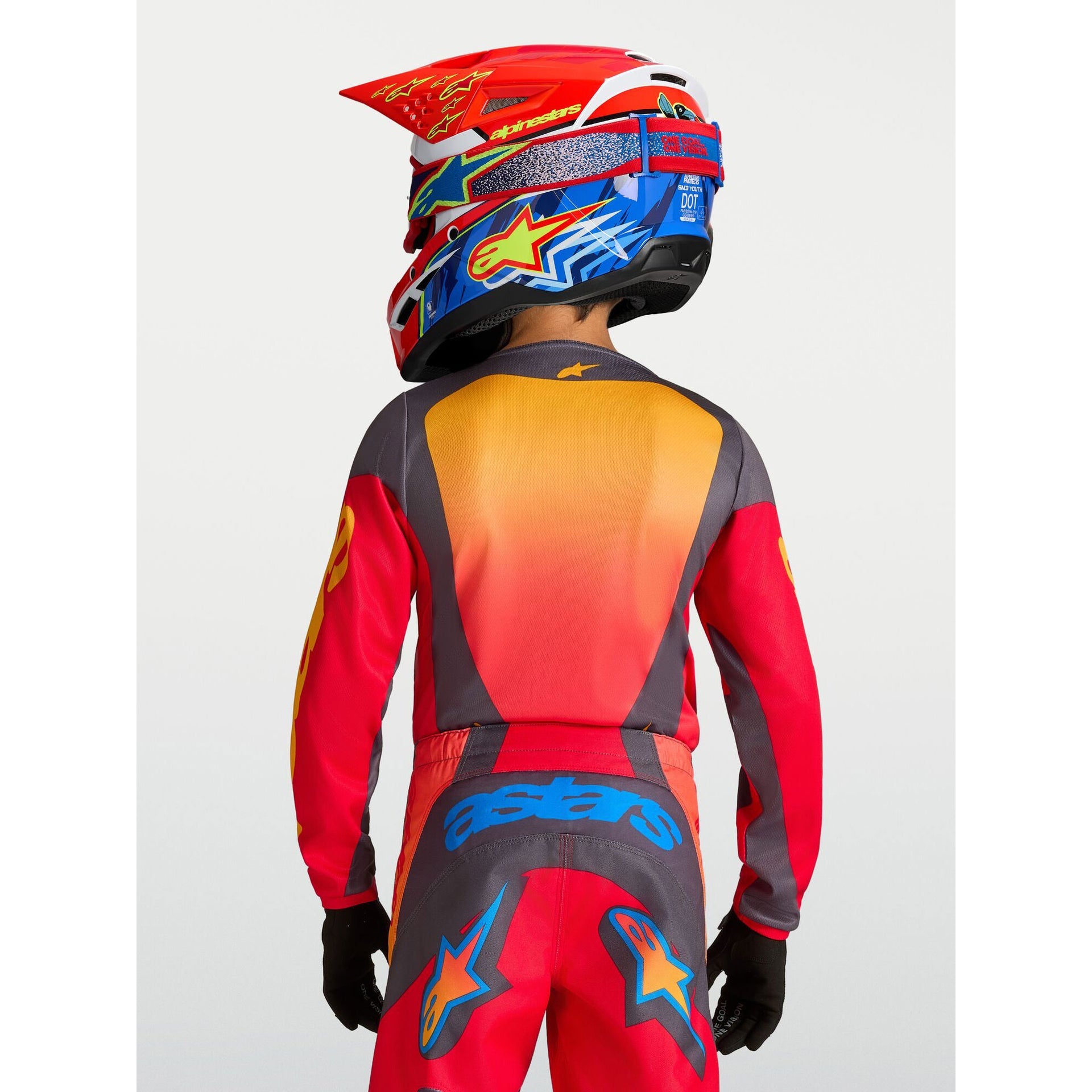 Alpinestars Youth Fluid HUNT MX Jersey (Fire Red/Graystone/Hot Coral)