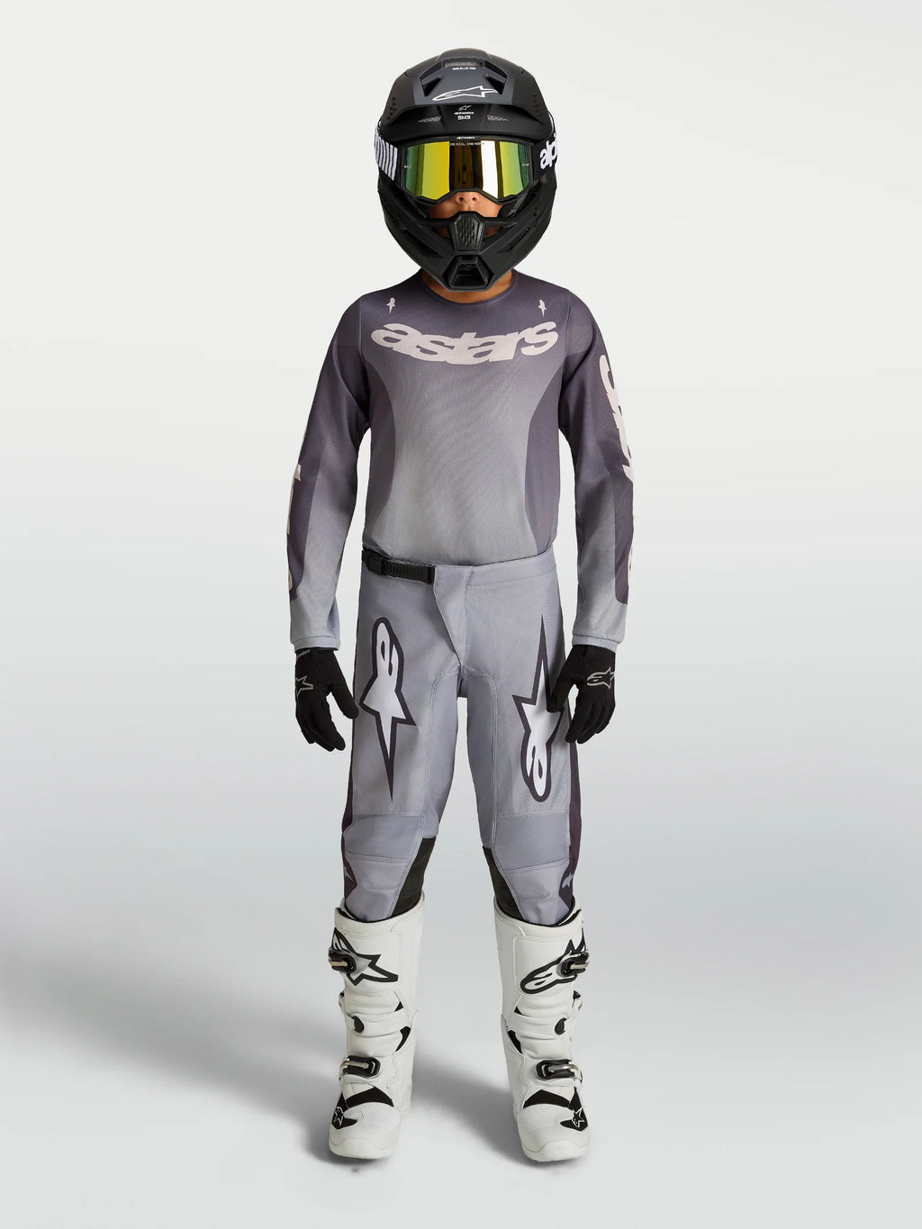 Alpinestars Youth Fluid AMBER MX Gear Set (Graystone/Cold Grey/Light Lilac)
