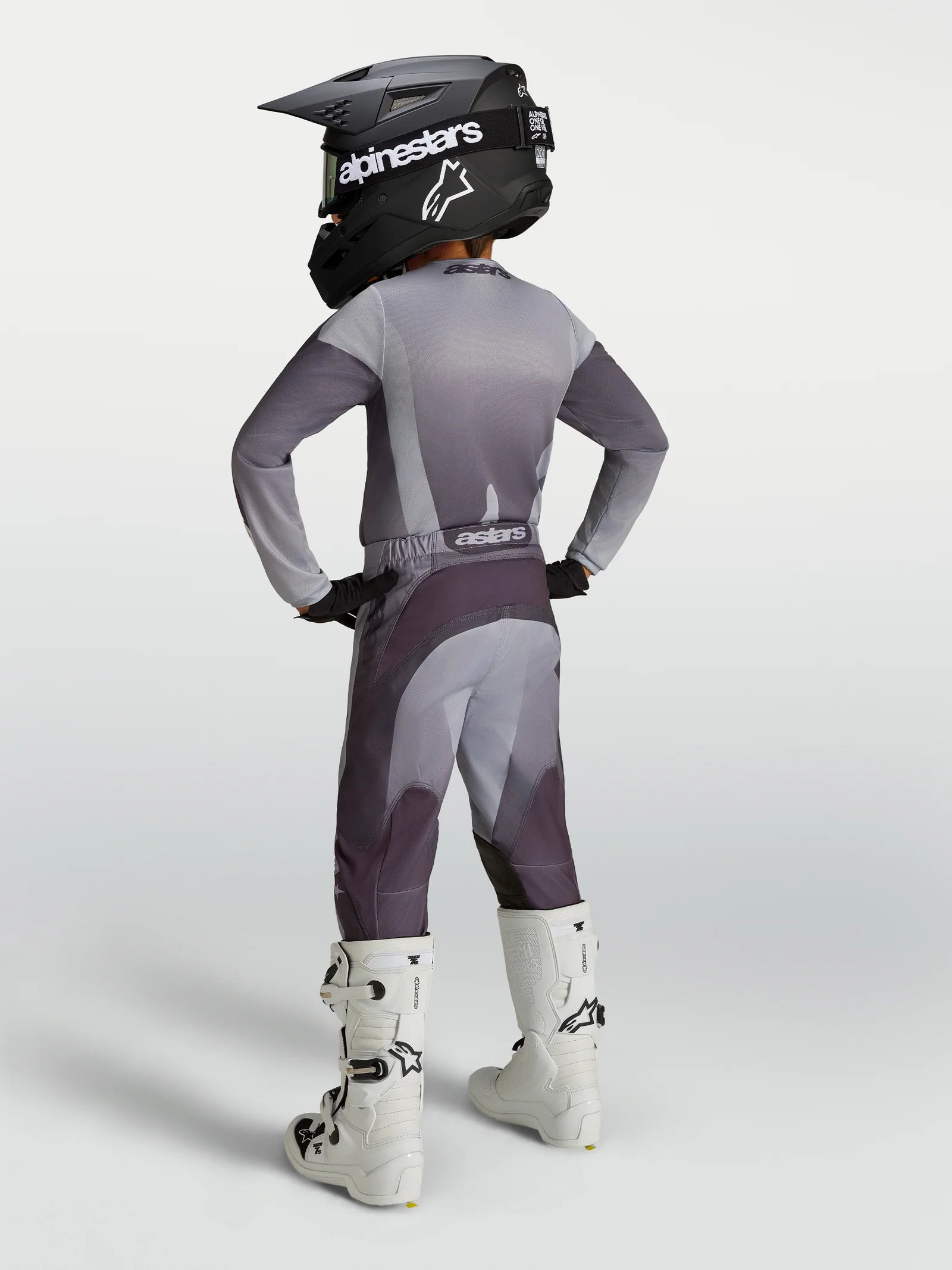 Alpinestars Youth Fluid AMBER MX Gear Set (Graystone/Cold Grey/Light Lilac)