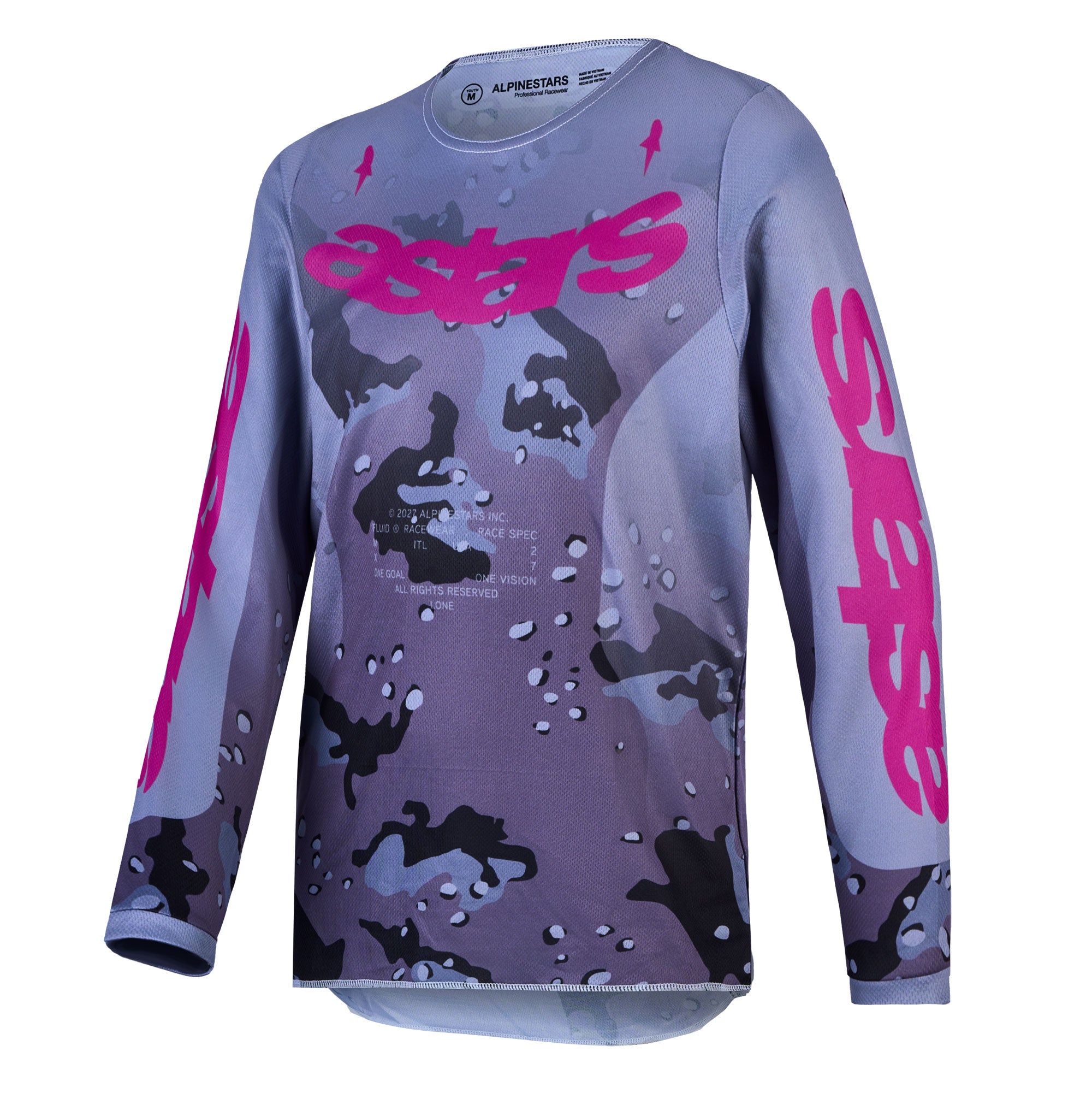 Alpinestars Youth Fluid LONE MX Gear Set (Grey Camo/Purple)