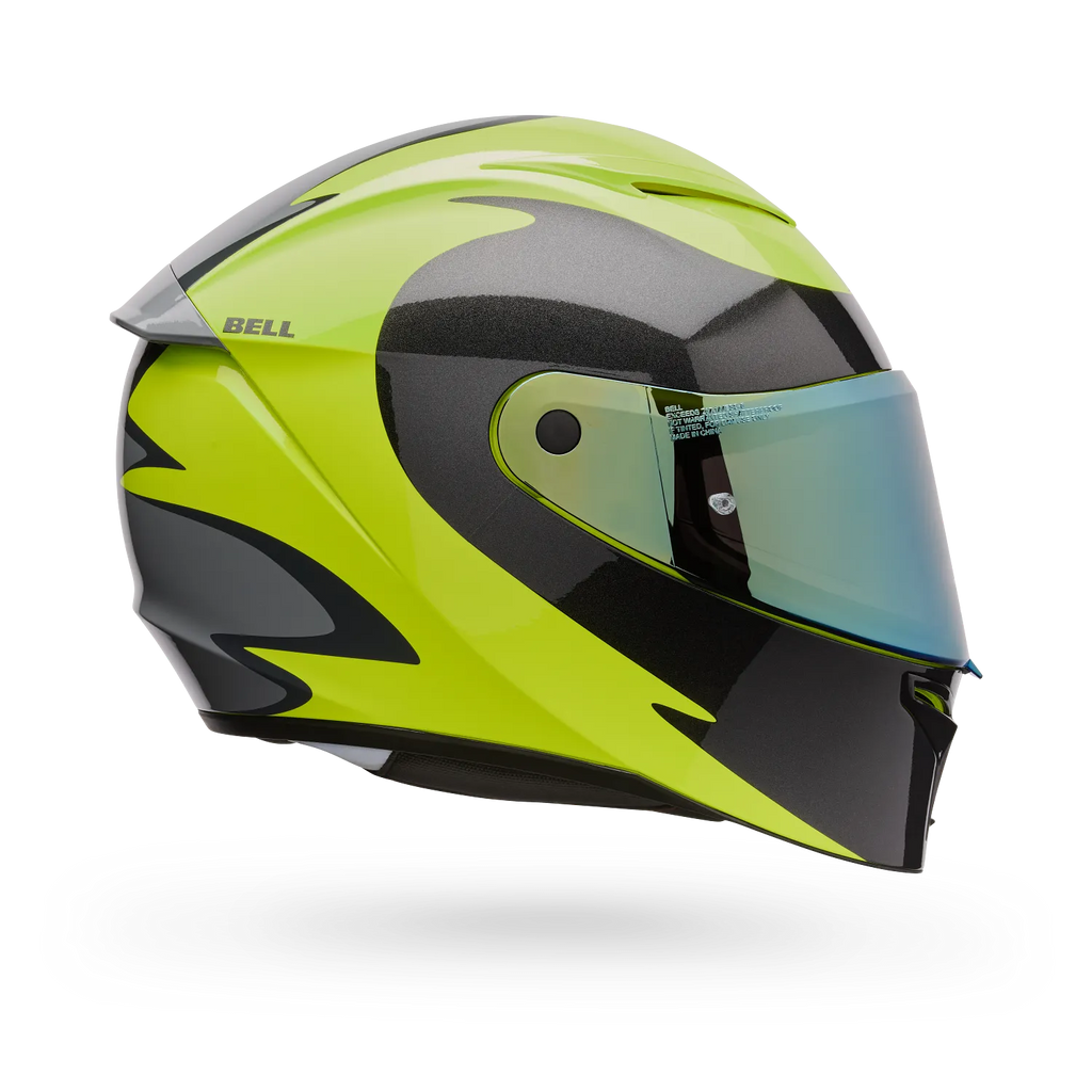 BELL Lithium MIPS Plus FLUID Motorcycle Helmet (Yellow Fluo/Black/Grey) Clear & Mirror Gold Visor