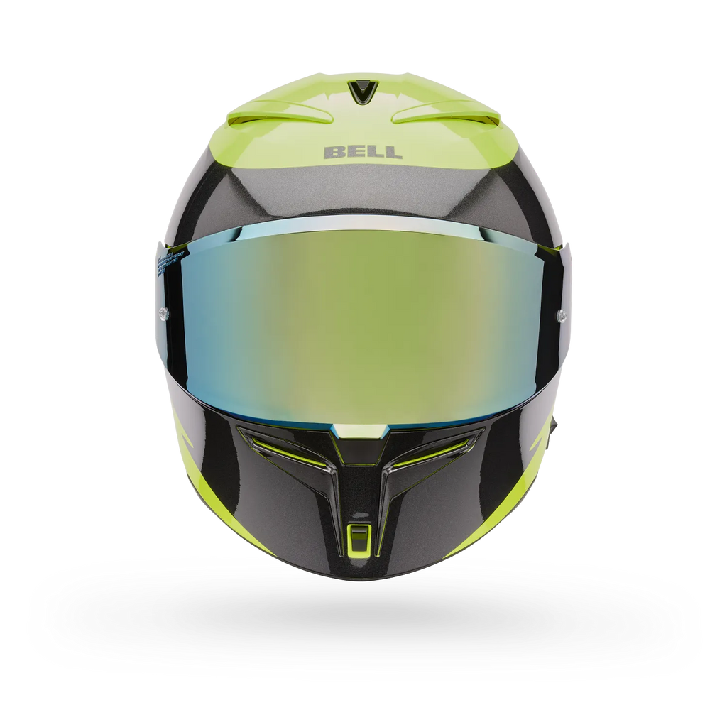 BELL Lithium MIPS Plus FLUID Motorcycle Helmet (Yellow Fluo/Black/Grey) Clear & Mirror Gold Visor