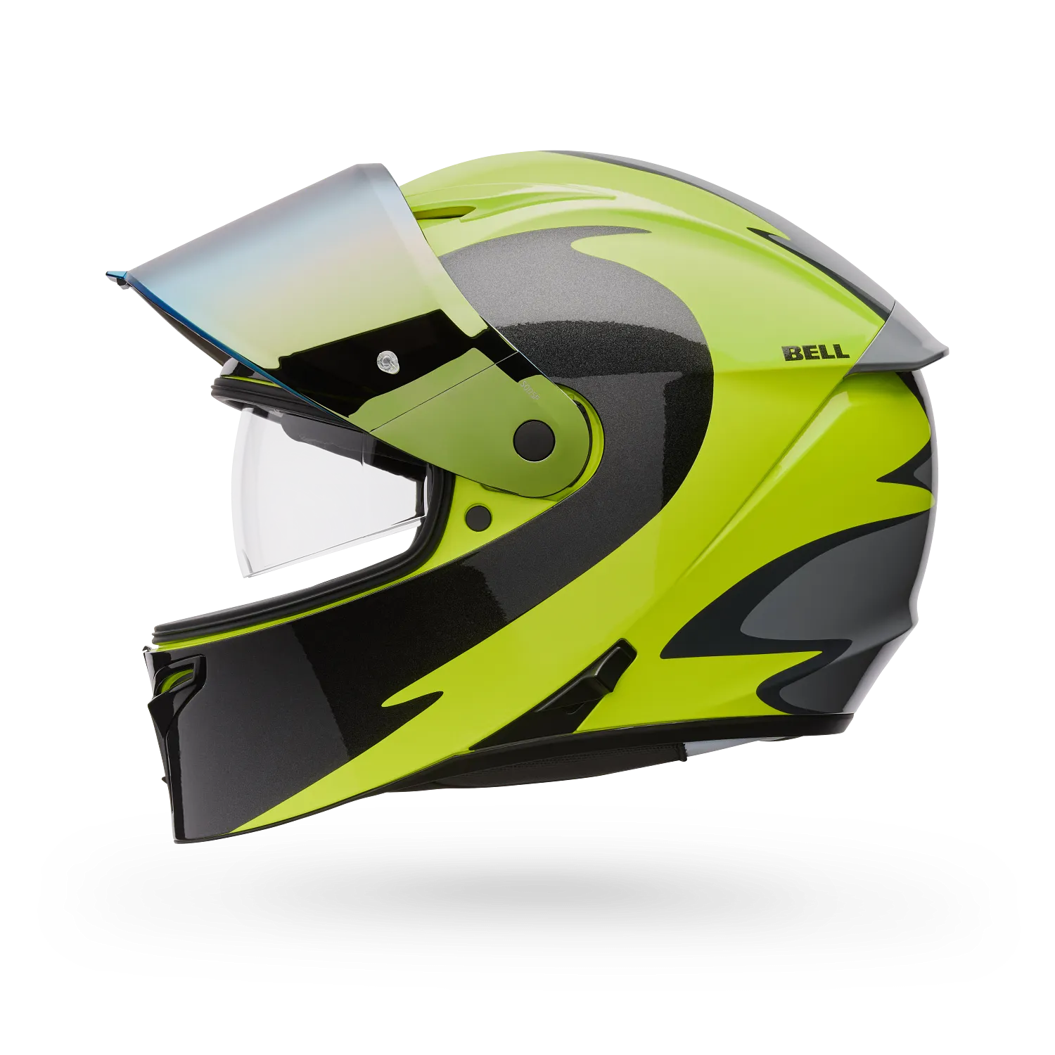 BELL Lithium MIPS Plus FLUID Motorcycle Helmet (Yellow Fluo/Black/Grey) Clear & Mirror Gold Visor