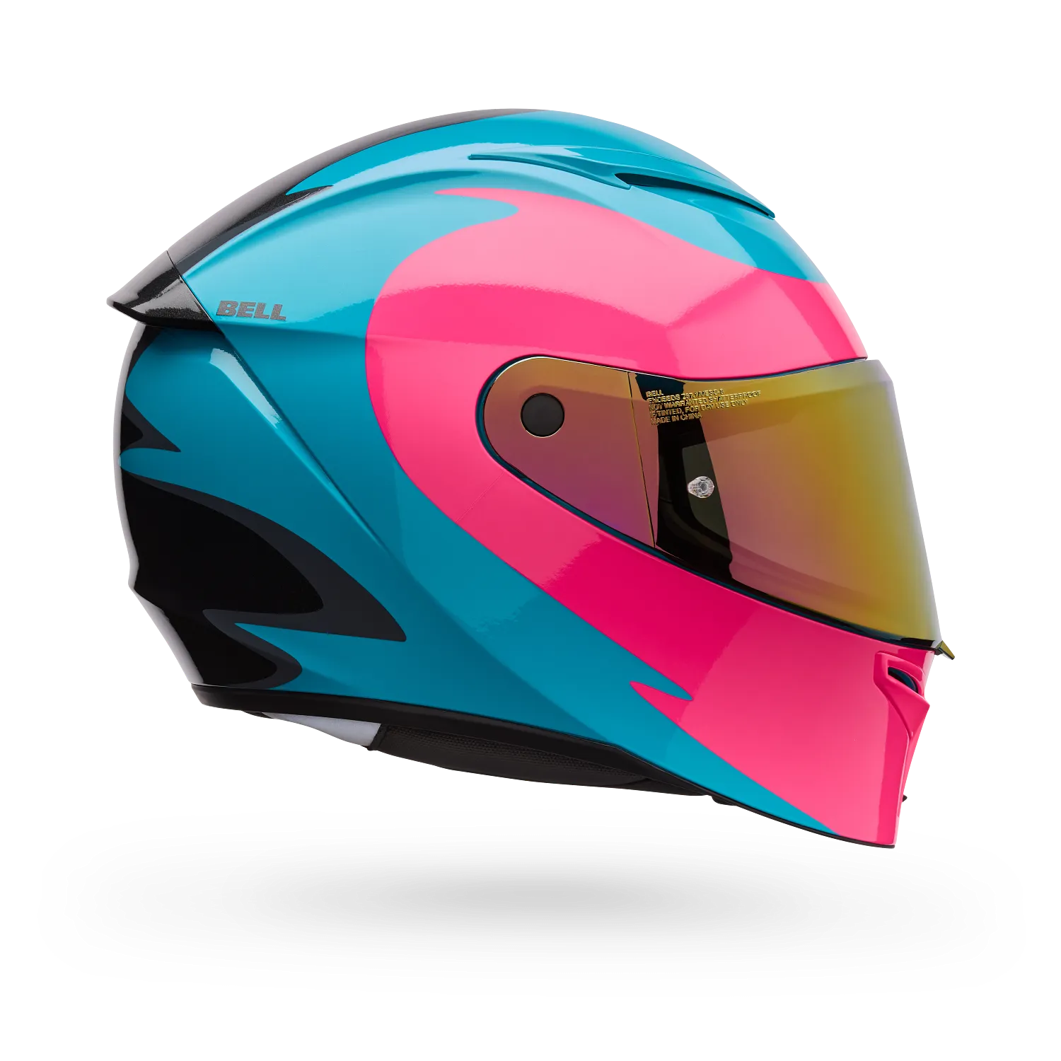BELL Lithium MIPS Plus FLUID Motorcycle Helmet (Teal/Black/pink) Clear & Mirror Pink Visor