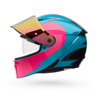 BELL Lithium MIPS Plus FLUID Motorcycle Helmet (Teal/Black/pink) Clear & Mirror Pink Visor