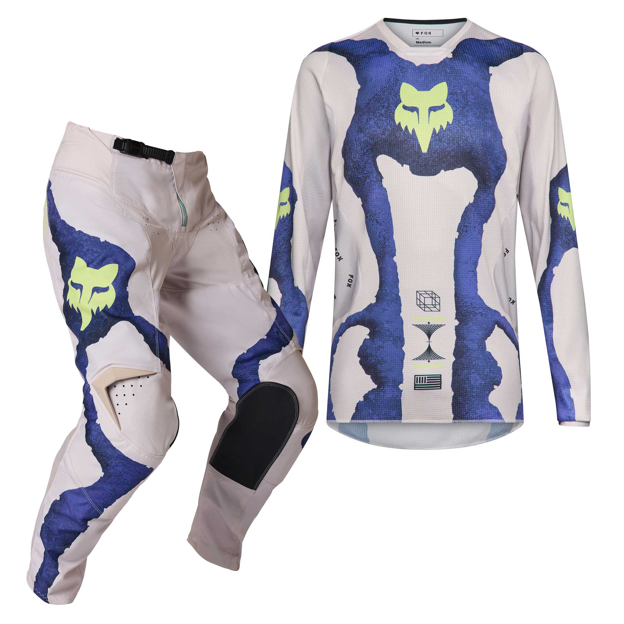 FOX (Limited Edition) MX Jersey & Pant Kit Deal - 180 AWARENESS (Chalk/Blueberry)