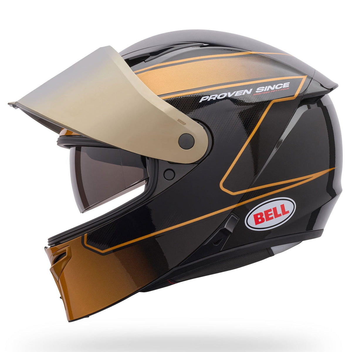 BELL Lithium MIPS Plus FLUX SE Motorcycle Helmet (Ultra Black/Gold) Clear & Mirror Gold Visor