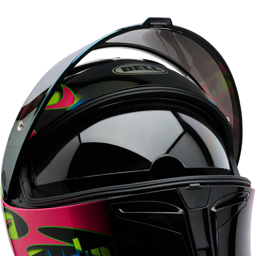 BELL Lithium MIPS Plus SYNCHRO Motorcycle Helmet (Black/Pink/White) Clear & Mirror Pink Visor