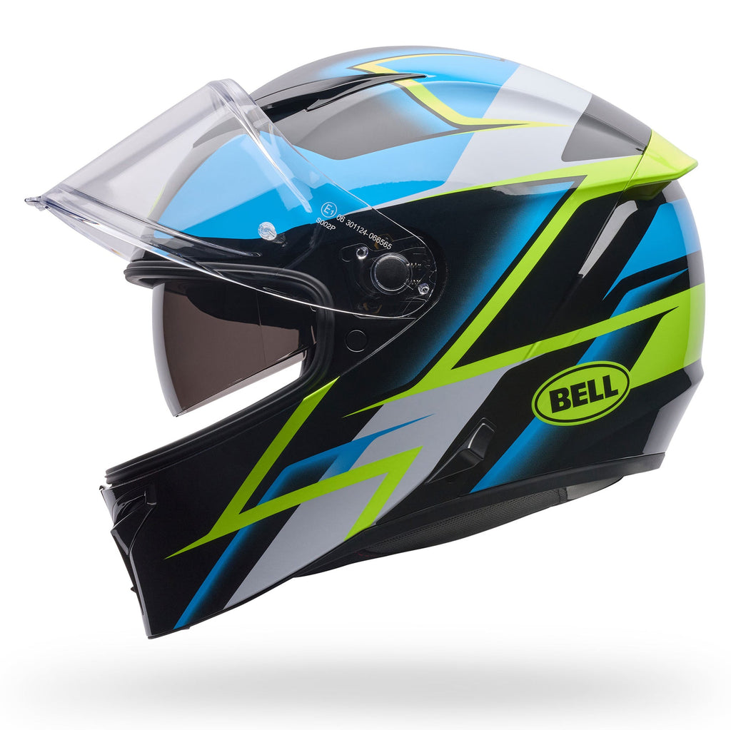 BELL Lithium MIPS KINETIC Motorcycle Helmet (Black/Blue/White/Yellow Fluo)
