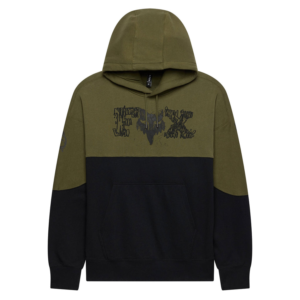 FOX Racing Mens Hoodie - ABYSS Fleece Pullover (Olive Green/Black)