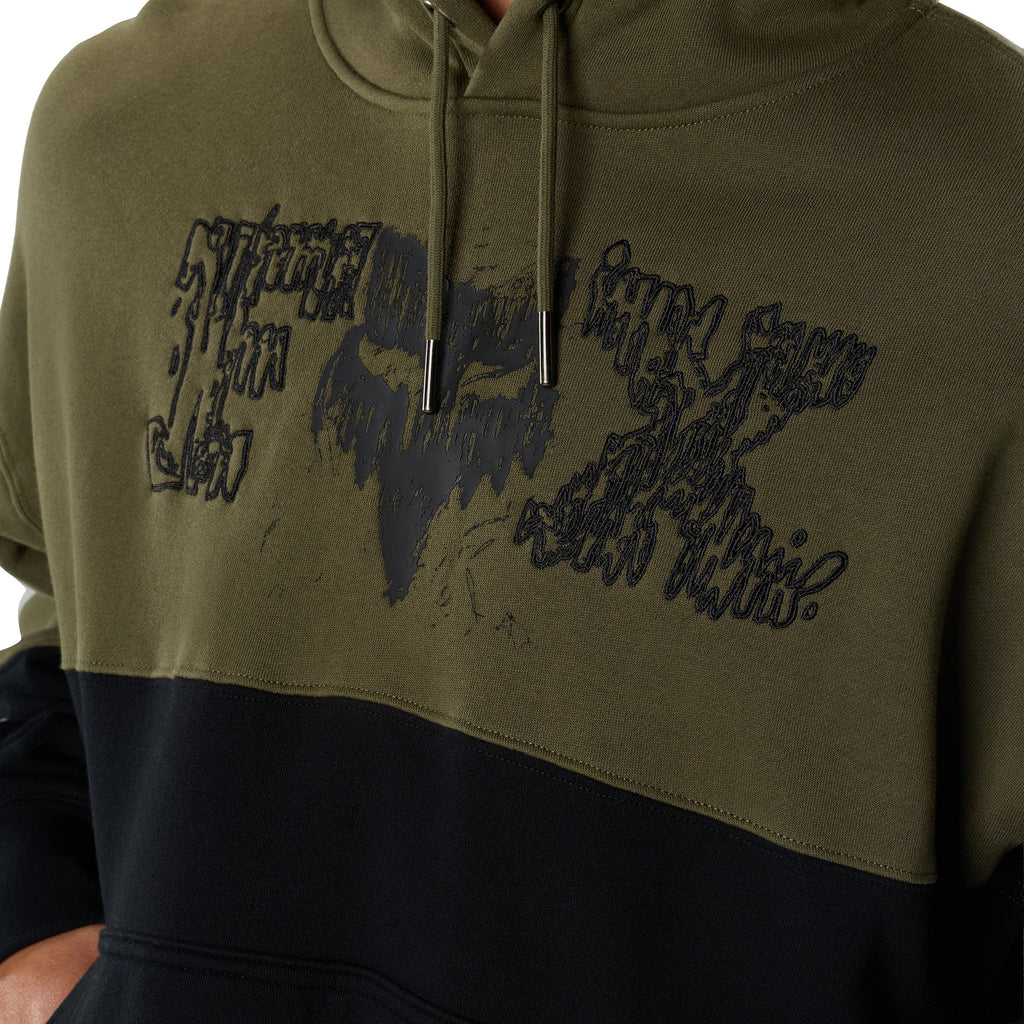 FOX Racing Mens Hoodie - ABYSS Fleece Pullover (Olive Green/Black)