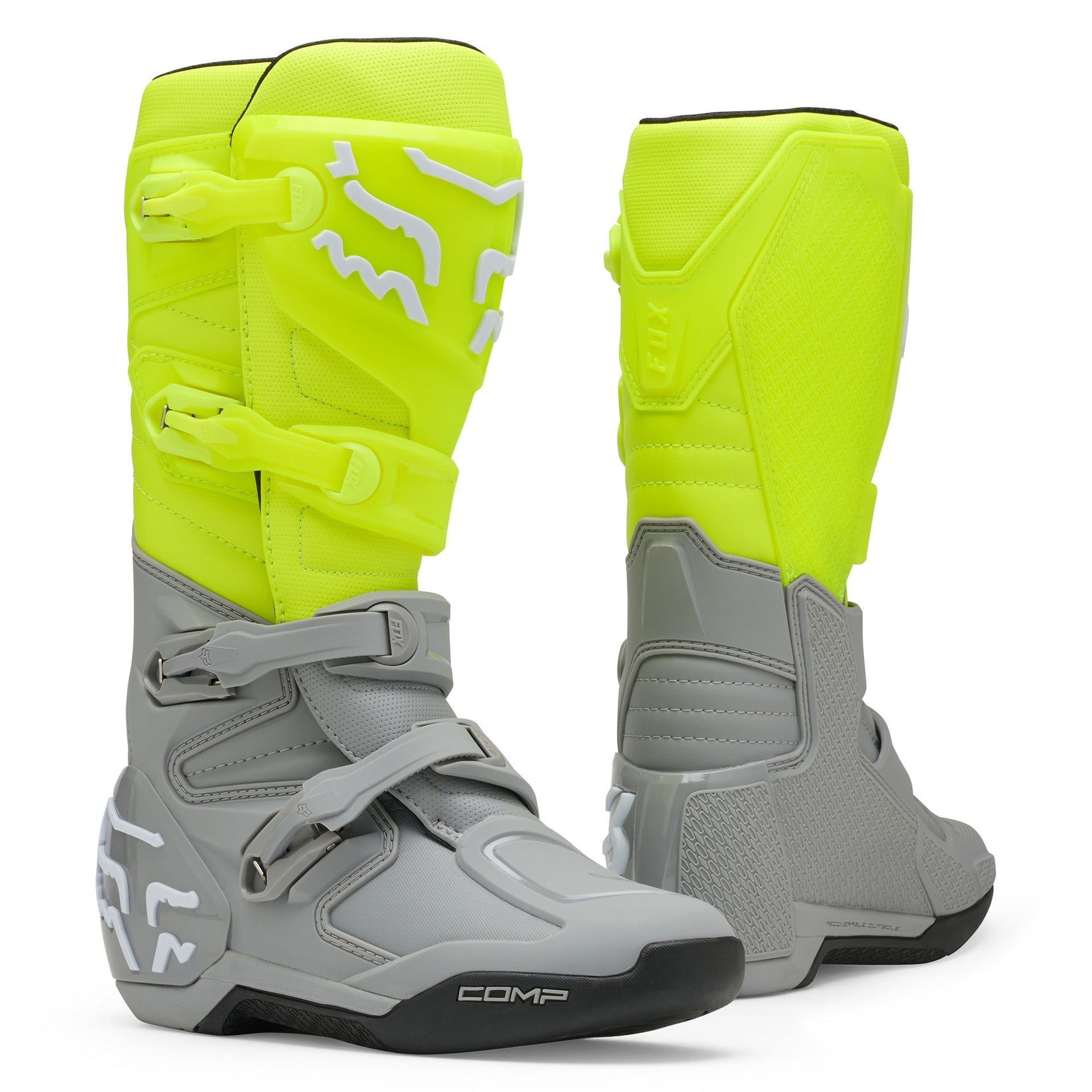 FOX Racing COMP Motocross Boots (Yellow/Grey)