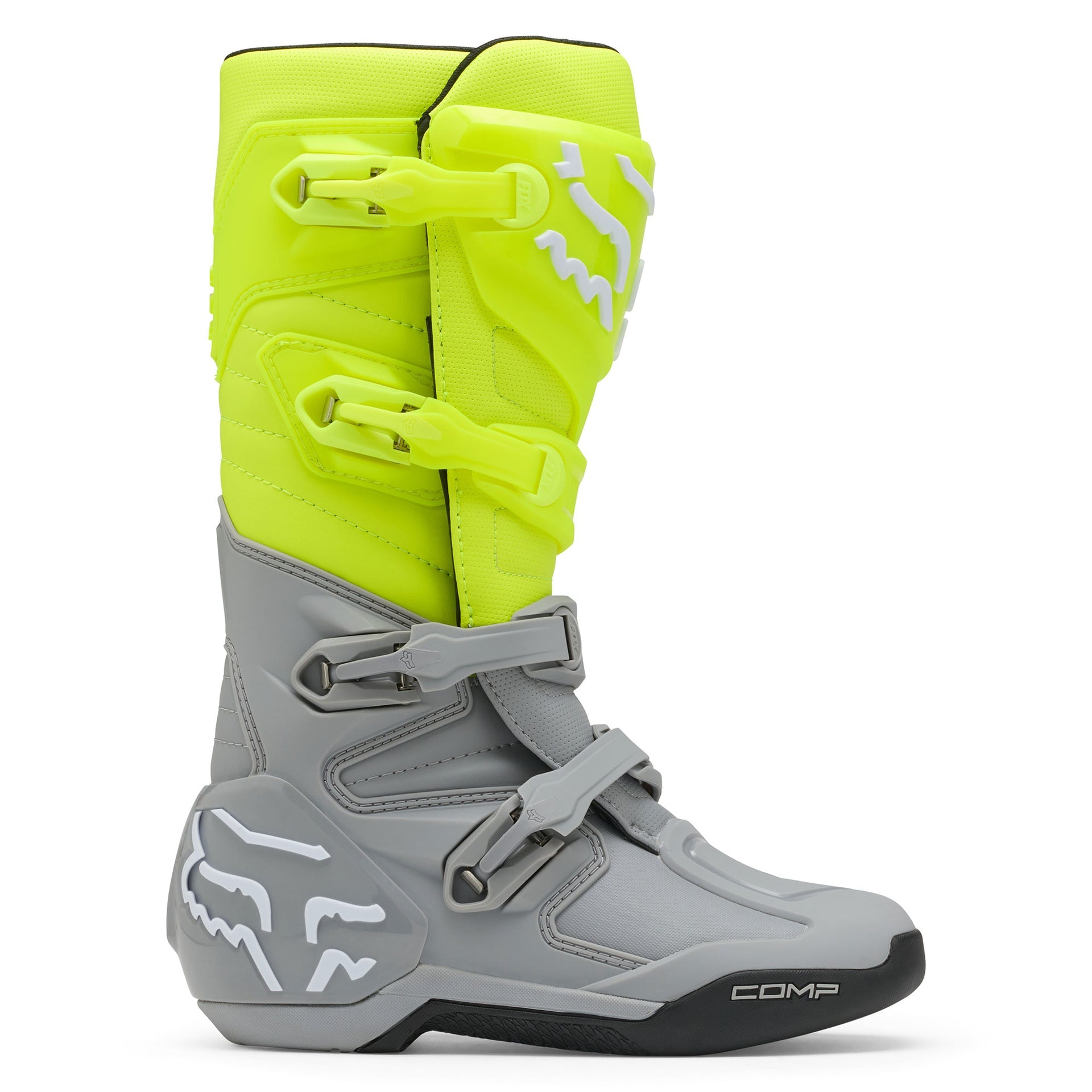 FOX Racing COMP Motocross Boots (Yellow/Grey)