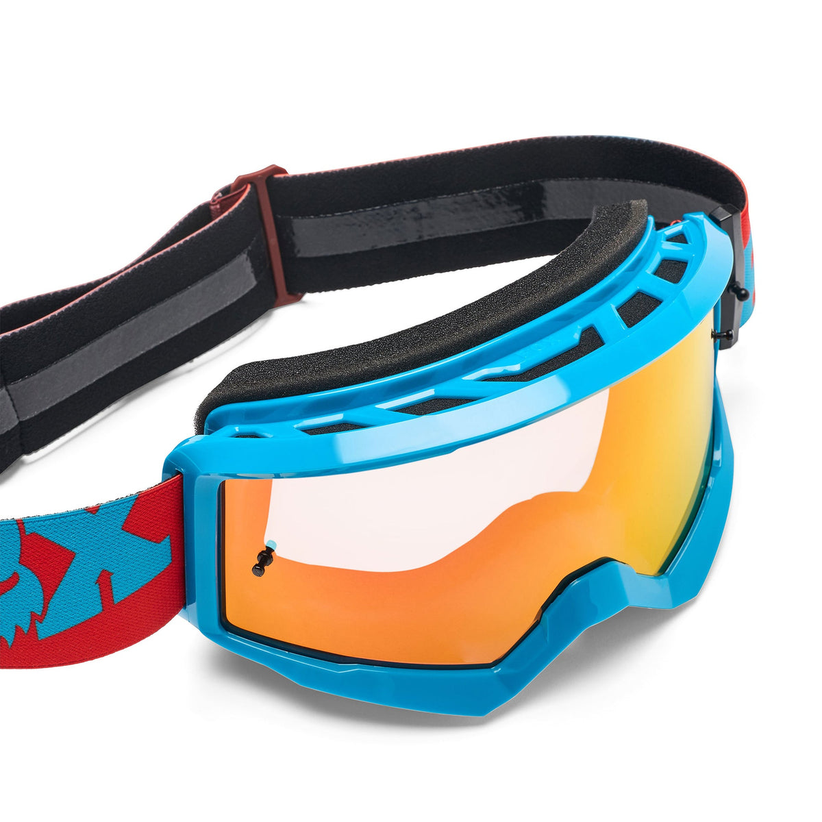 FOX Racing MAIN V3 RAID MX Goggles (Rust Red/Blue) Mirror Red Lens
