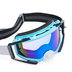 FOX Racing AIRSPACE V3 FOUNDRY MX Goggles (Sky Blue/White) Mirror Blue Lens