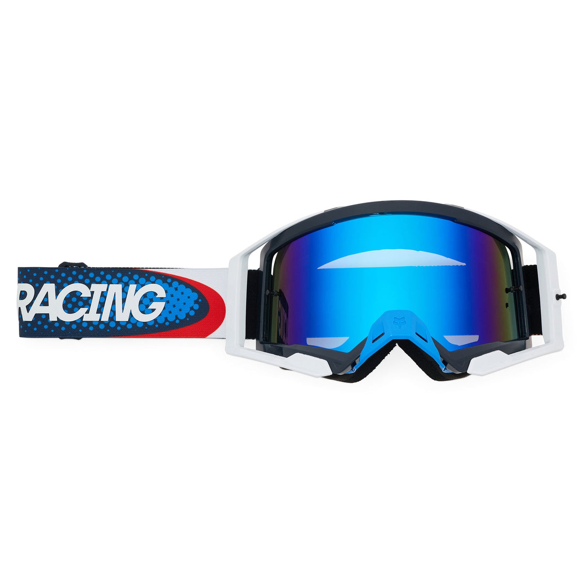 FOX Racing AIRSPACE V3 TEMPER MX Goggles (Midnight Blue/White) Mirror Blue Lens