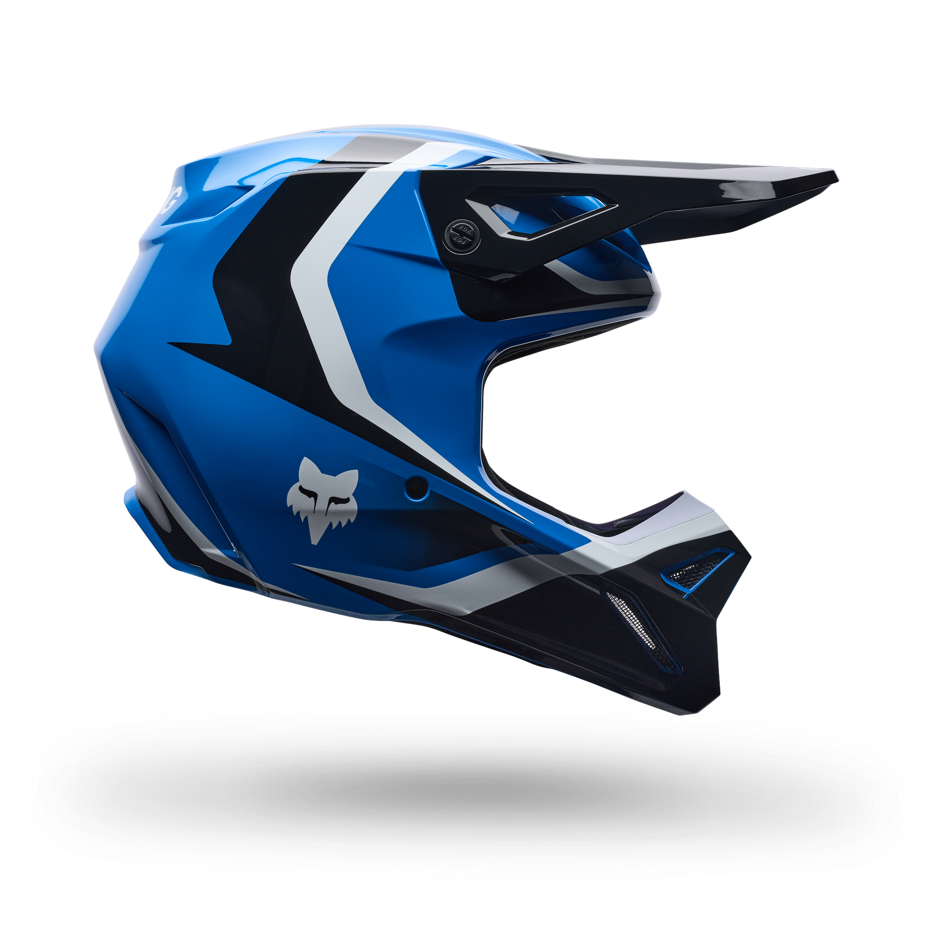 FOX Racing Youth V1 FRAME MX Helmet (Blue/Black/White)