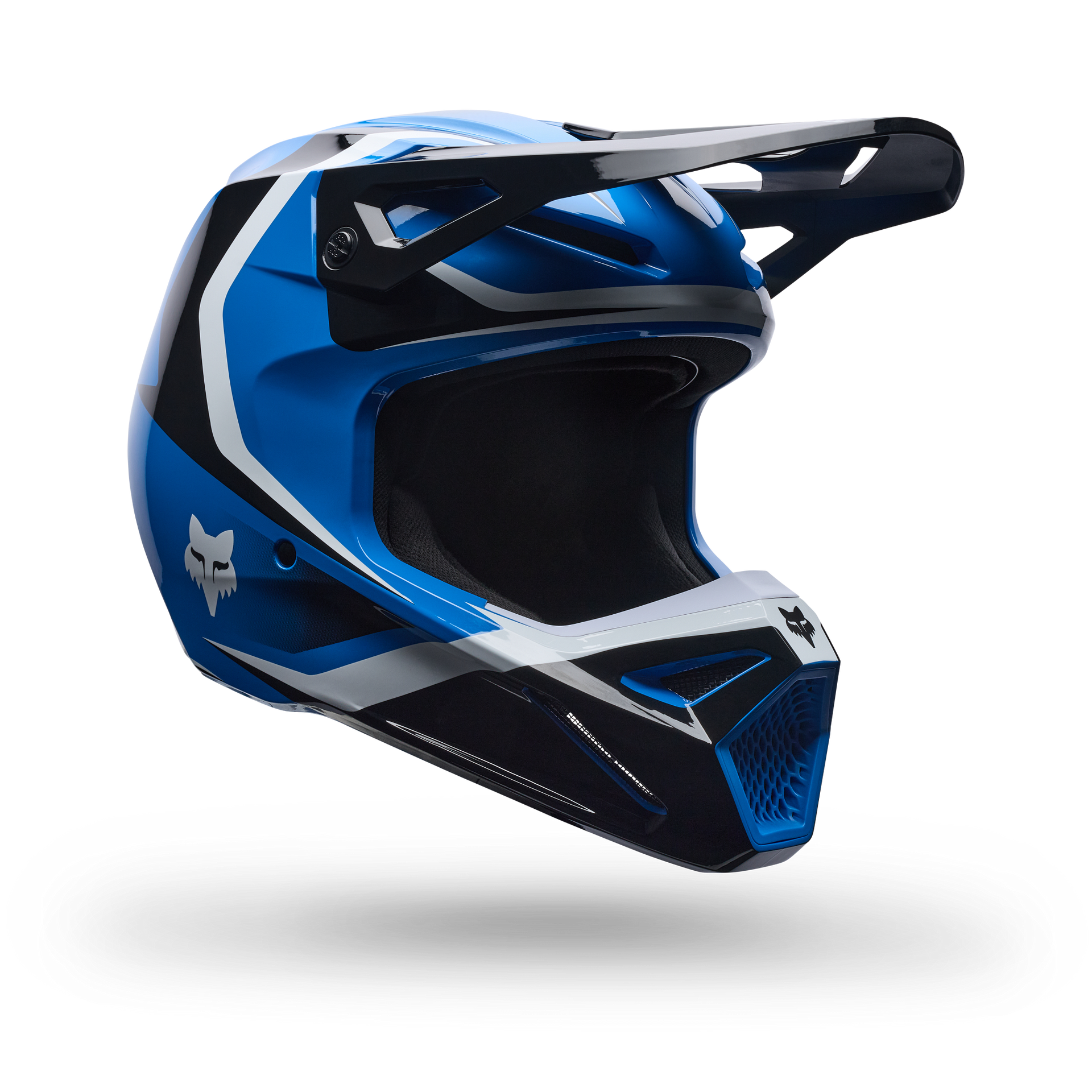 FOX Racing Youth V1 FRAME MX Helmet (Blue/Black/White)