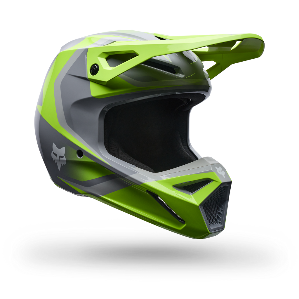 FOX Racing Youth V1 FRAME MX Helmet (Grey/Yellow)