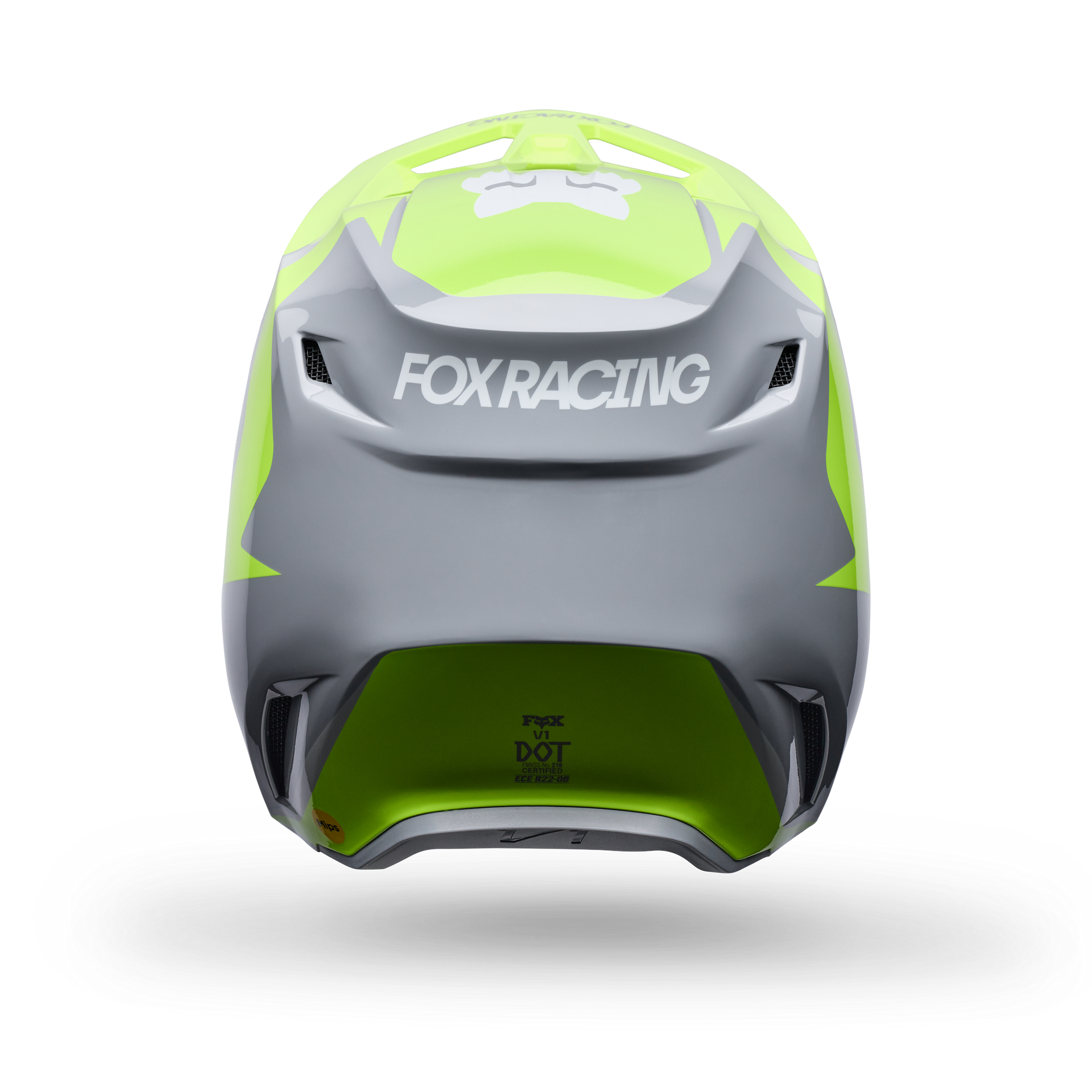FOX Racing Youth V1 FRAME MX Helmet (Grey/Yellow)