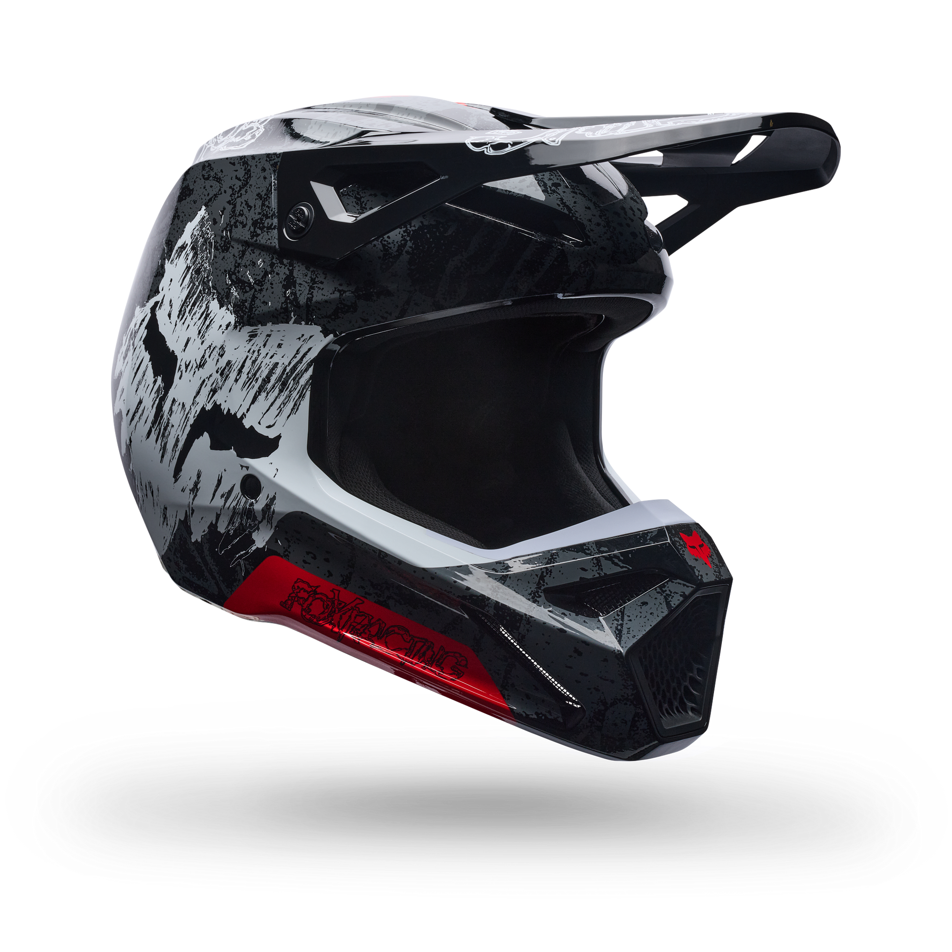 FOX Racing Youth V1 ABYSS MX Helmet (Black/White/Red)