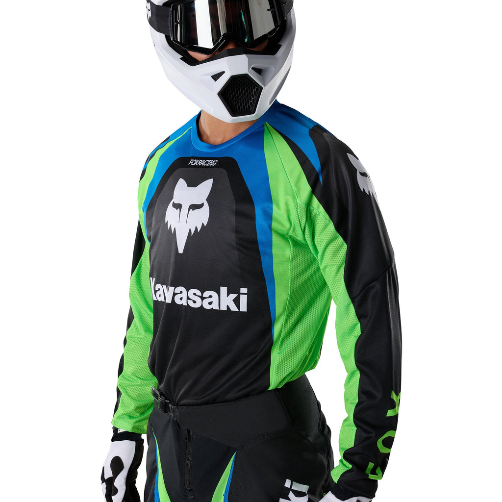 FOX Racing 180 KAWASAKI MX Jersey (Black/Green Fluo)