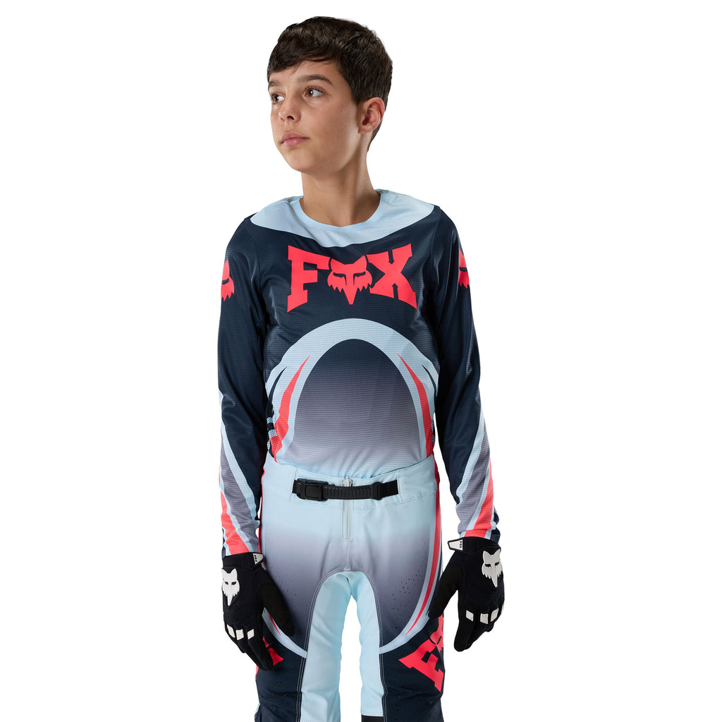 FOX Racing Youth FLEXAIR ARC MX Gear Set (Ice Blue/Midnight/Red Fluo)
