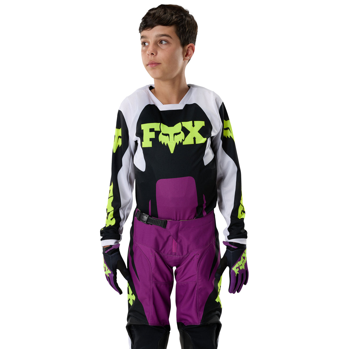 FOX Racing Youth 180 RAID MX Gear Set (Purple Lava/Black/White)